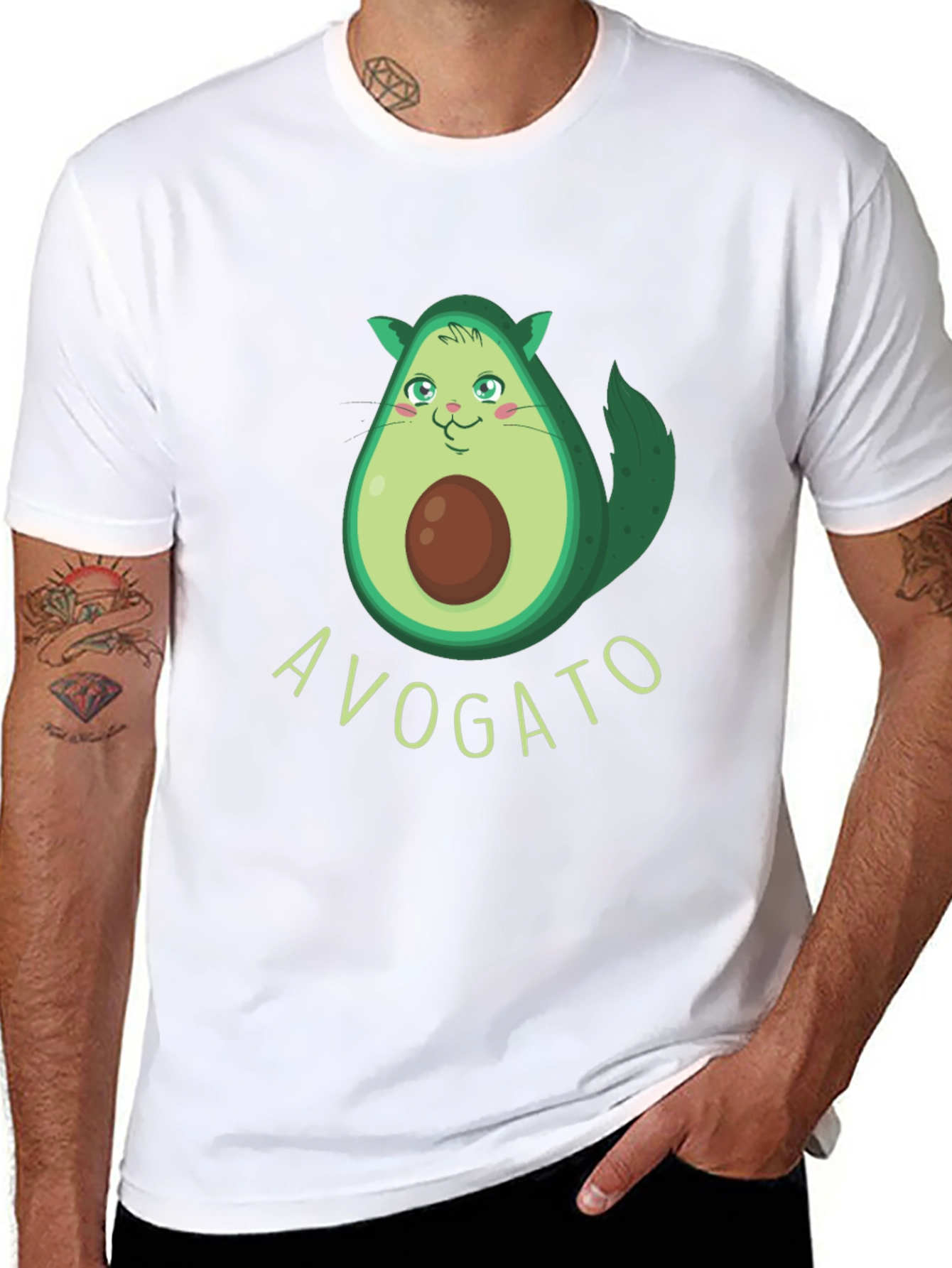 Avogato Funny Avocado Cat Graphic Tee