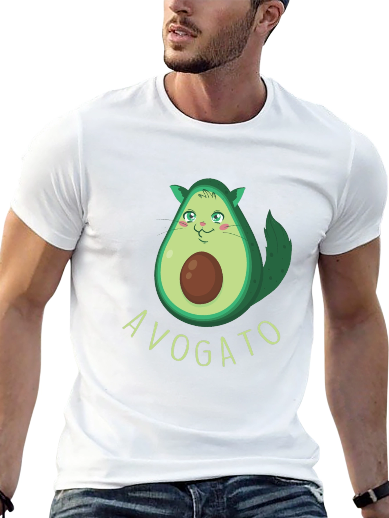 Avogato Funny Avocado Cat Graphic Tee
