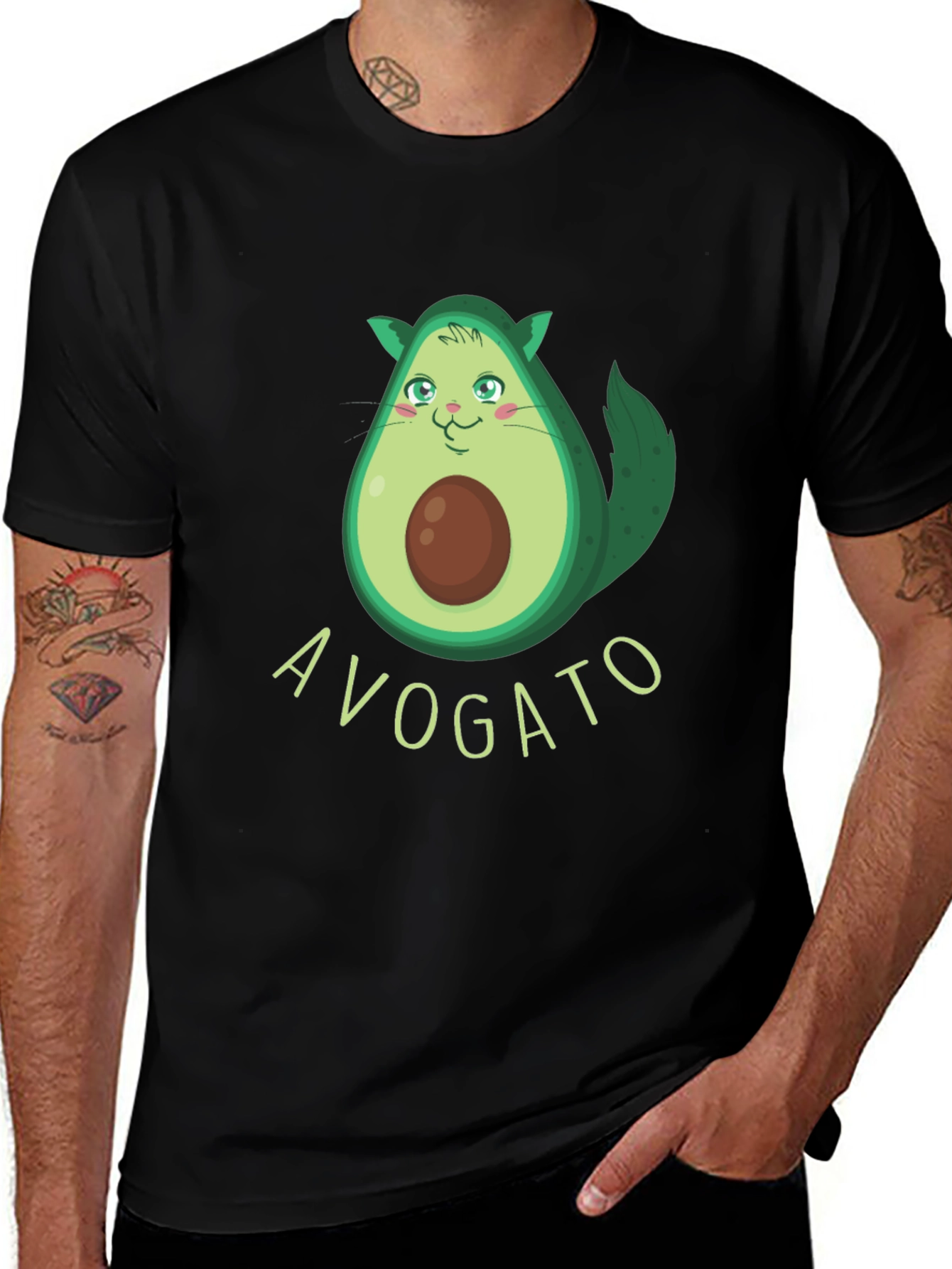 Avogato Funny Avocado Cat Graphic Tee