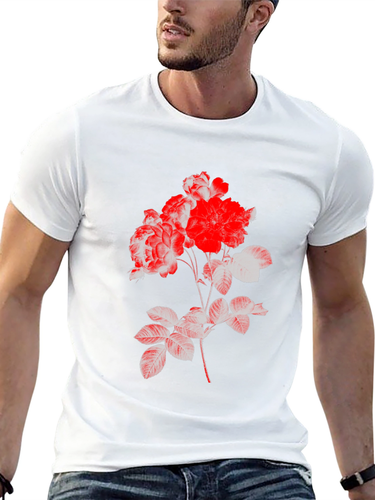 Black Floral Print Tee