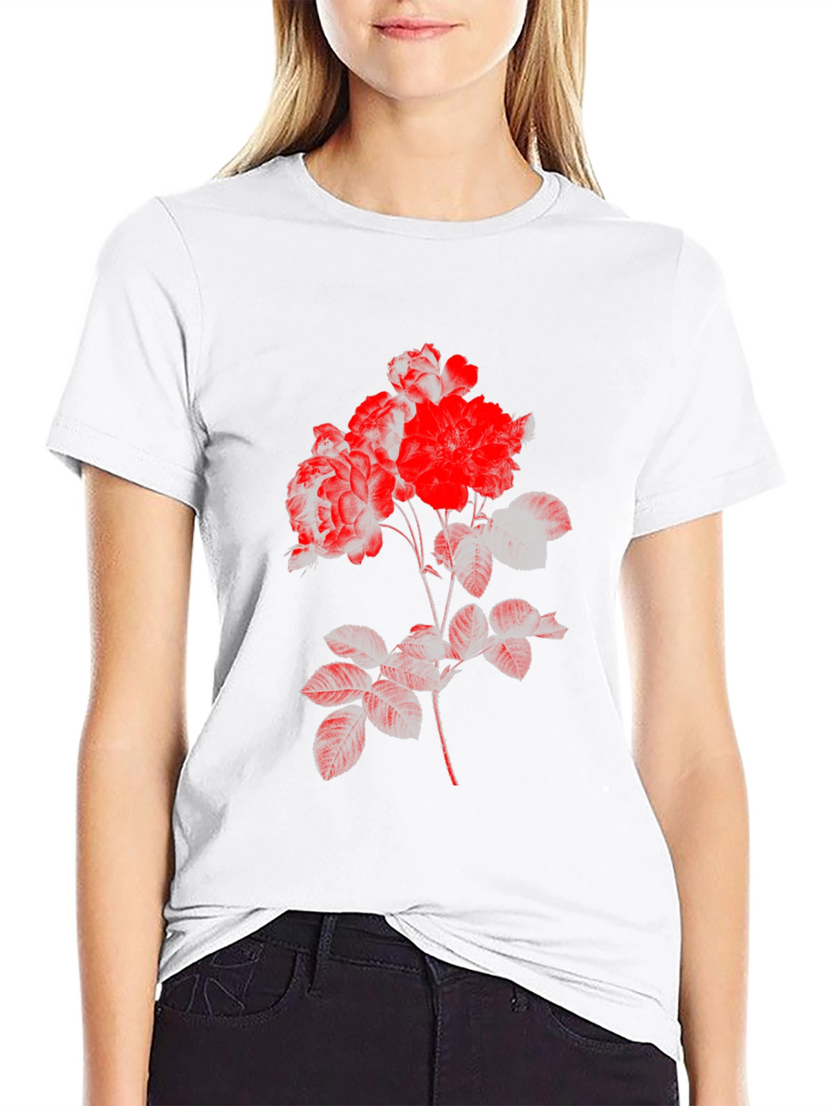 Black Floral Print Tee