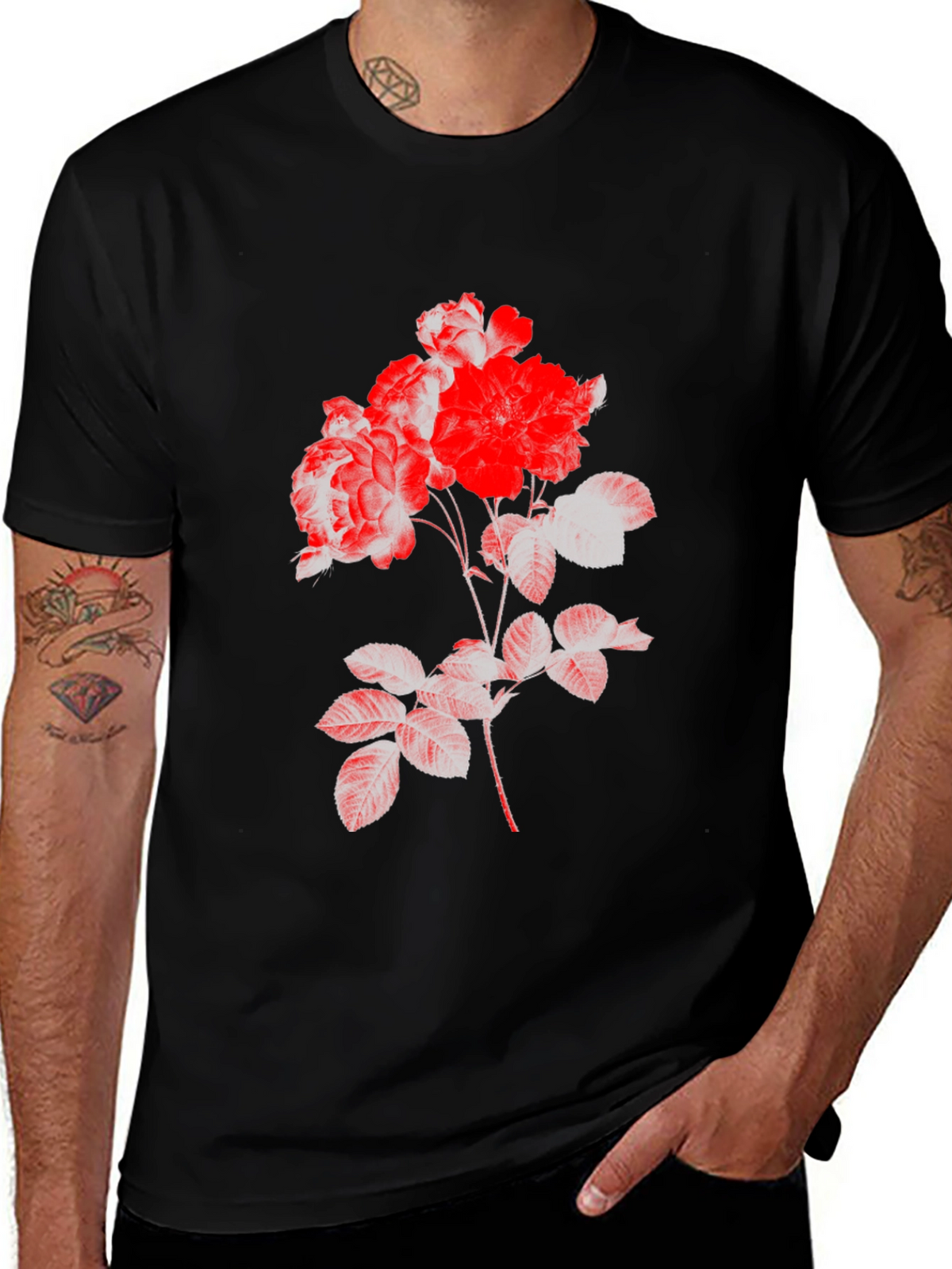 Black Floral Print Tee
