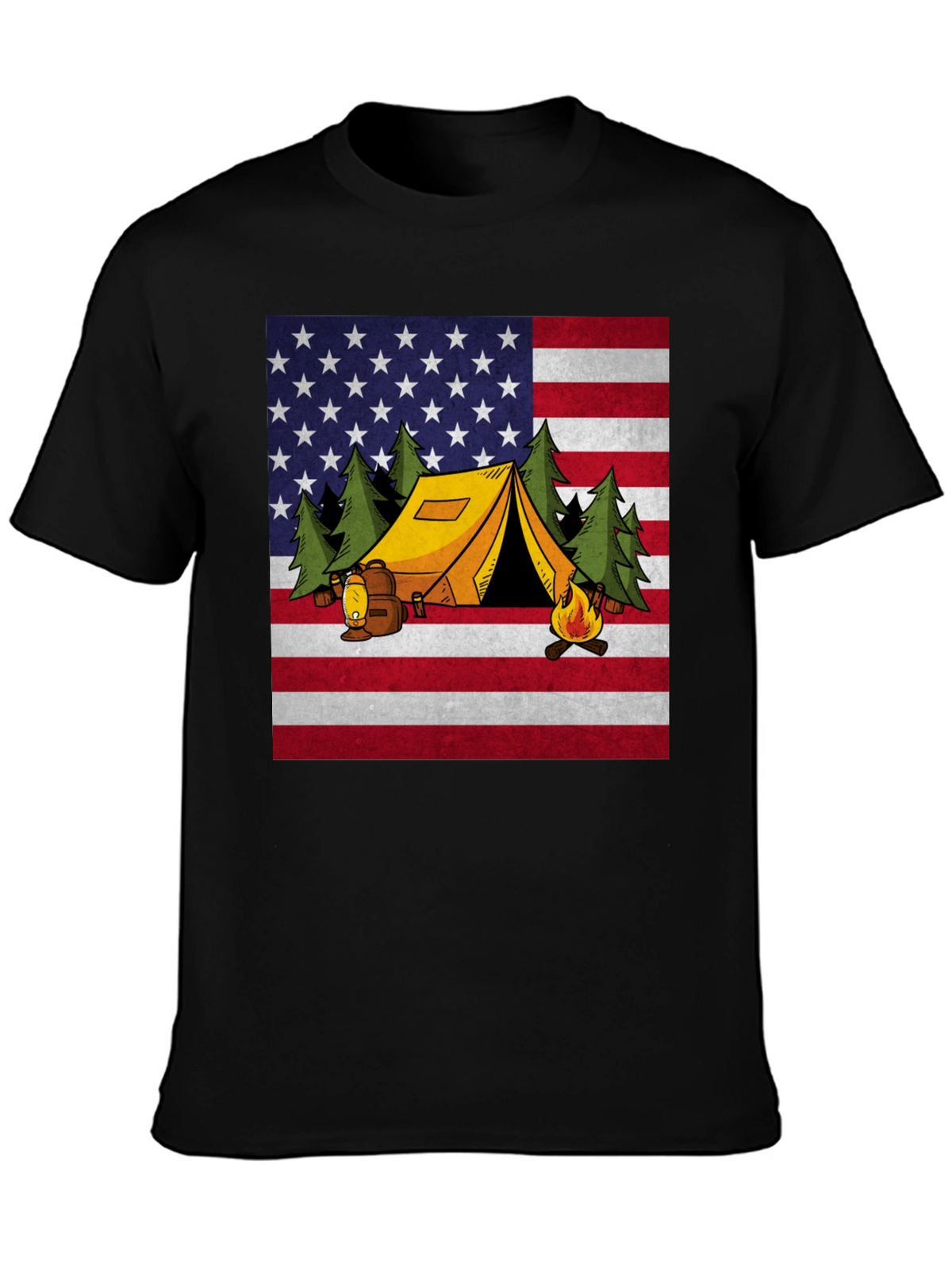 Camping USA Flag Graphic T-Shirt