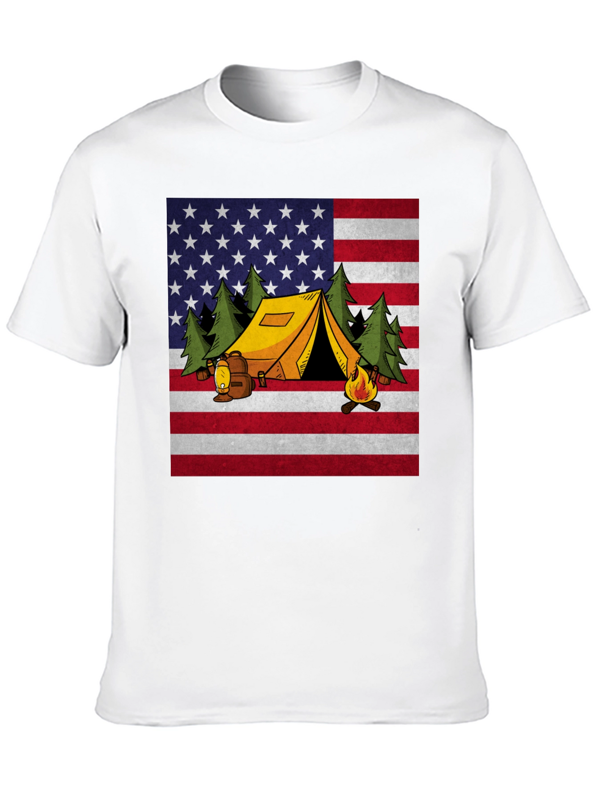 Camping USA Flag Graphic T-Shirt