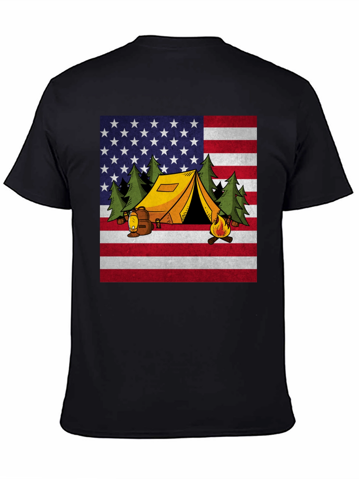 Camping USA Flag Graphic T-Shirt