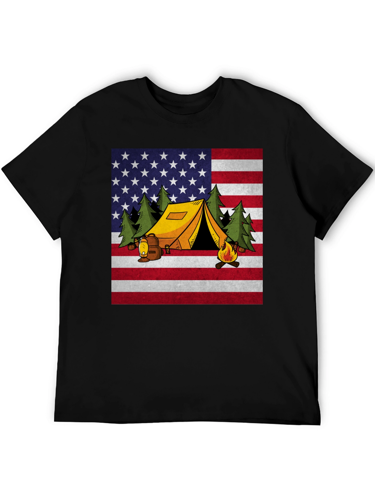 Camping USA Flag Graphic T-Shirt