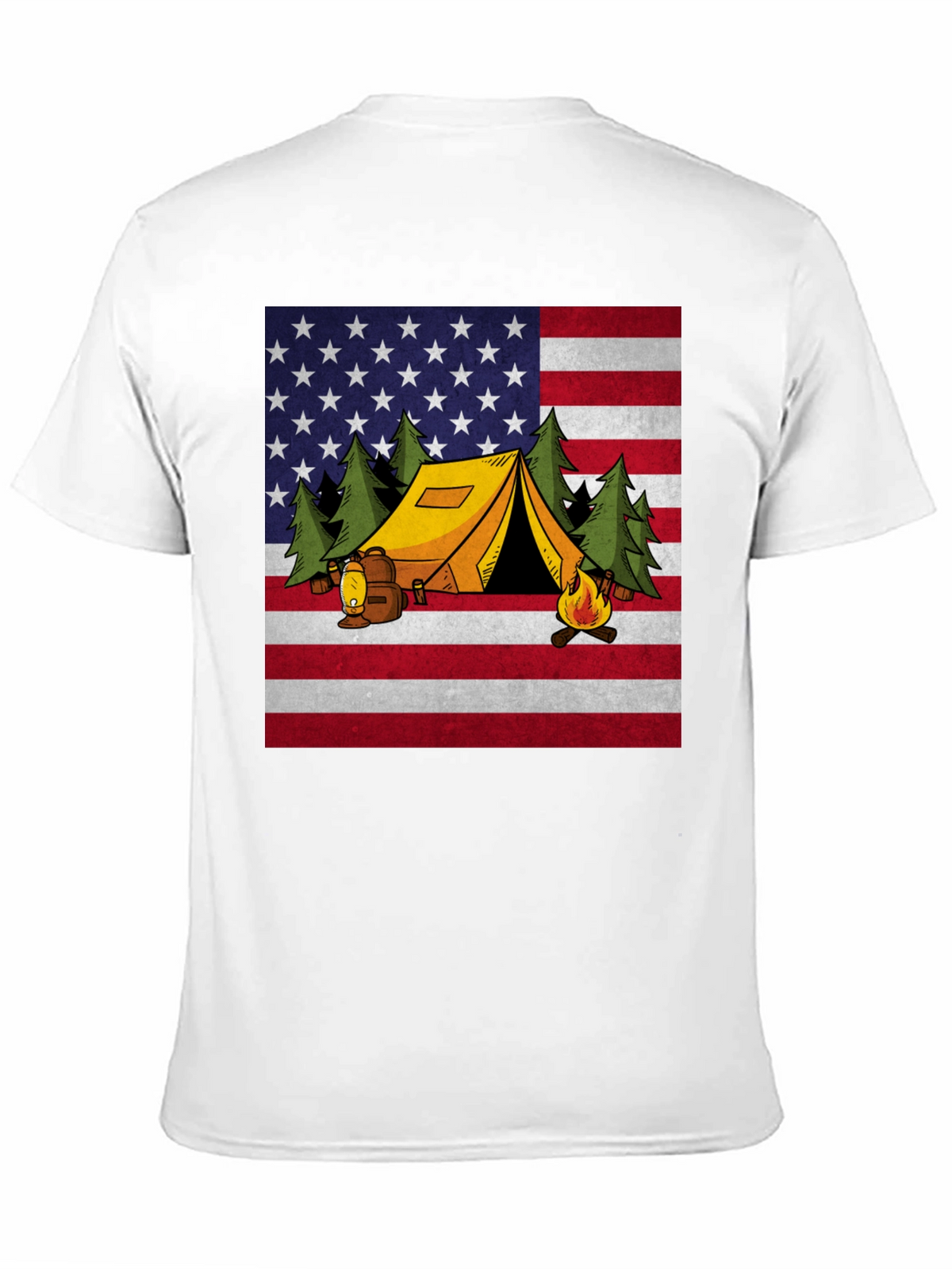 Camping USA Flag Graphic T-Shirt