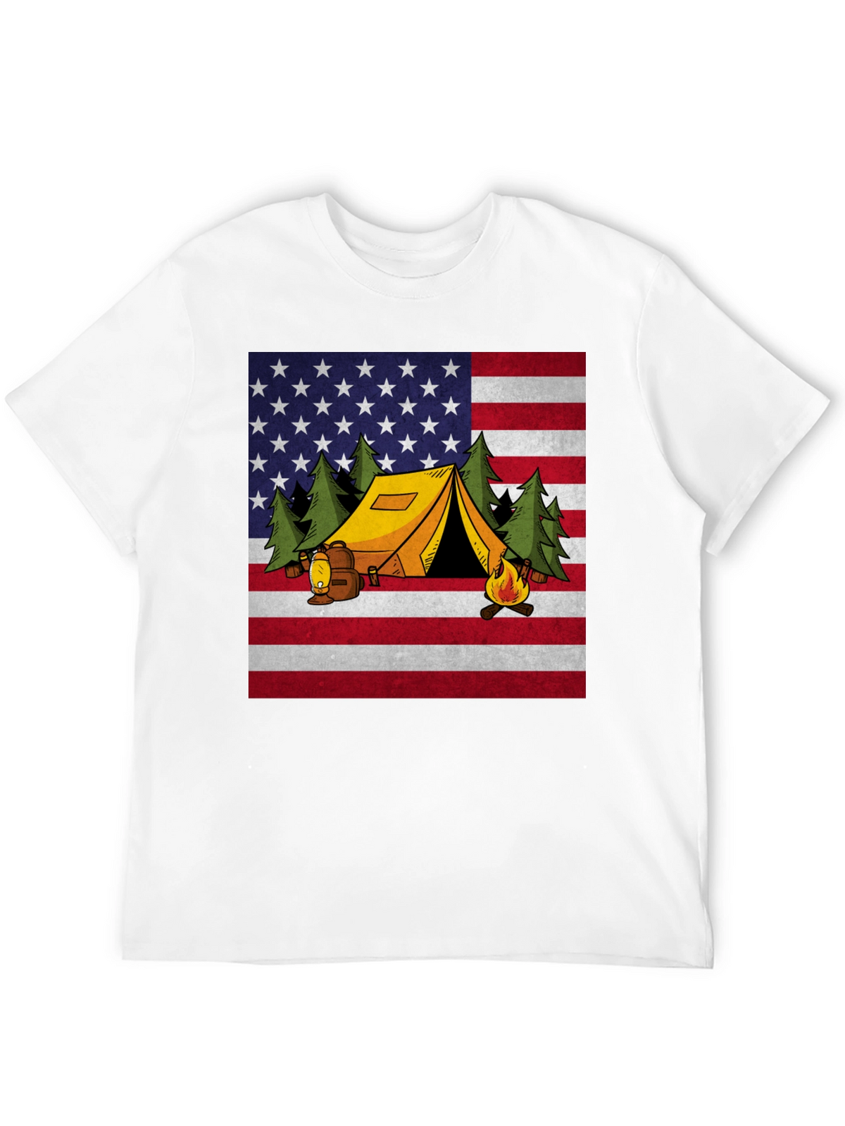 Camping USA Flag Graphic T-Shirt
