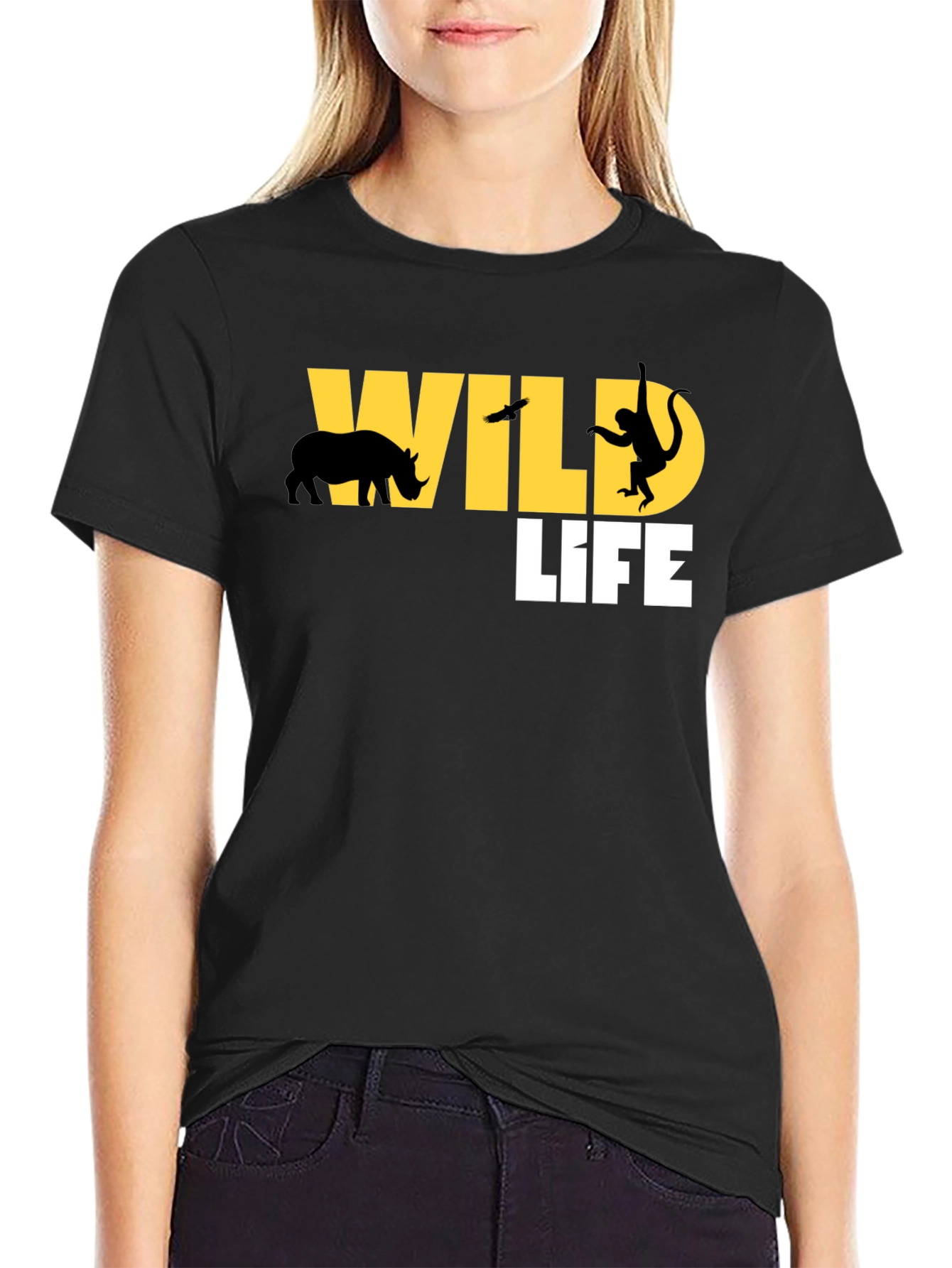 Wildlife Graphic Print Mens Black T-Shirt