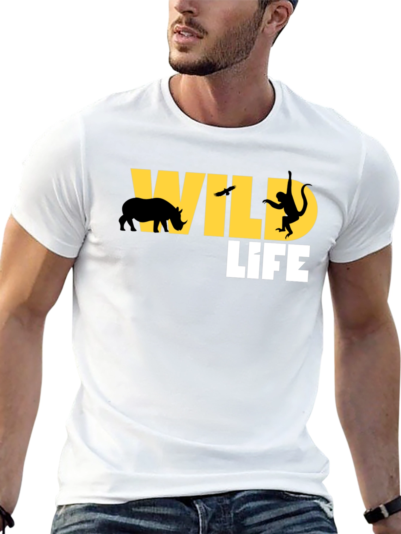 Wildlife Graphic Print Mens Black T-Shirt