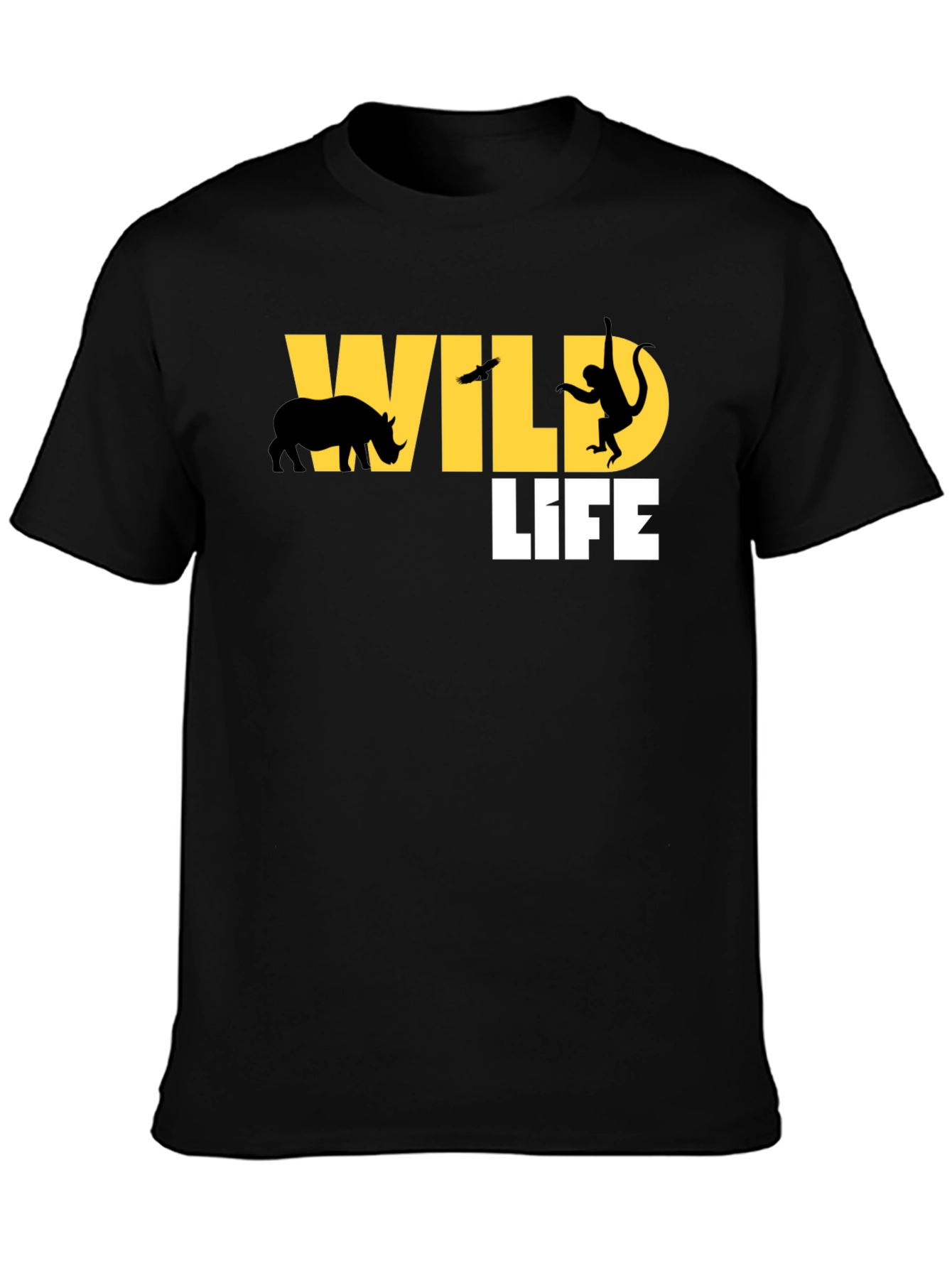 Wildlife Graphic Print Mens Black T-Shirt