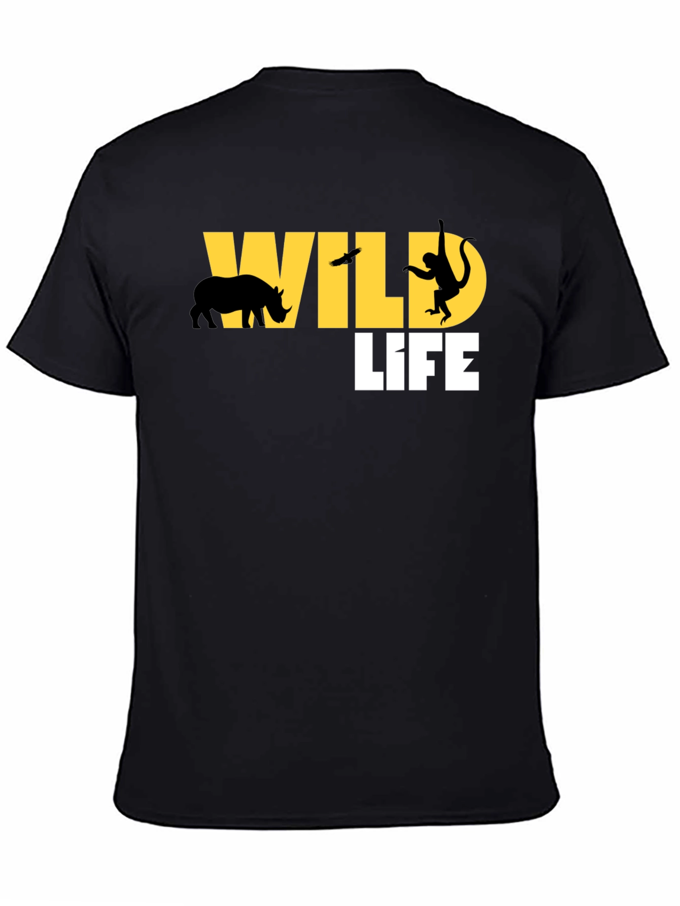 Wildlife Graphic Print Mens Black T-Shirt