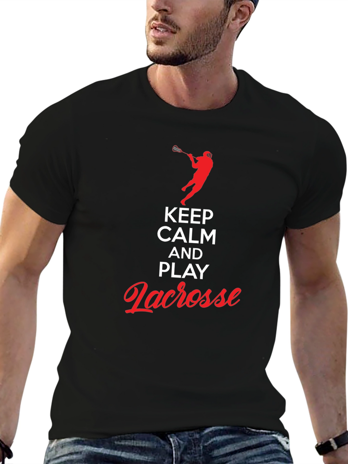 Keep Calm and Play Lacrosse Black T-Shirt