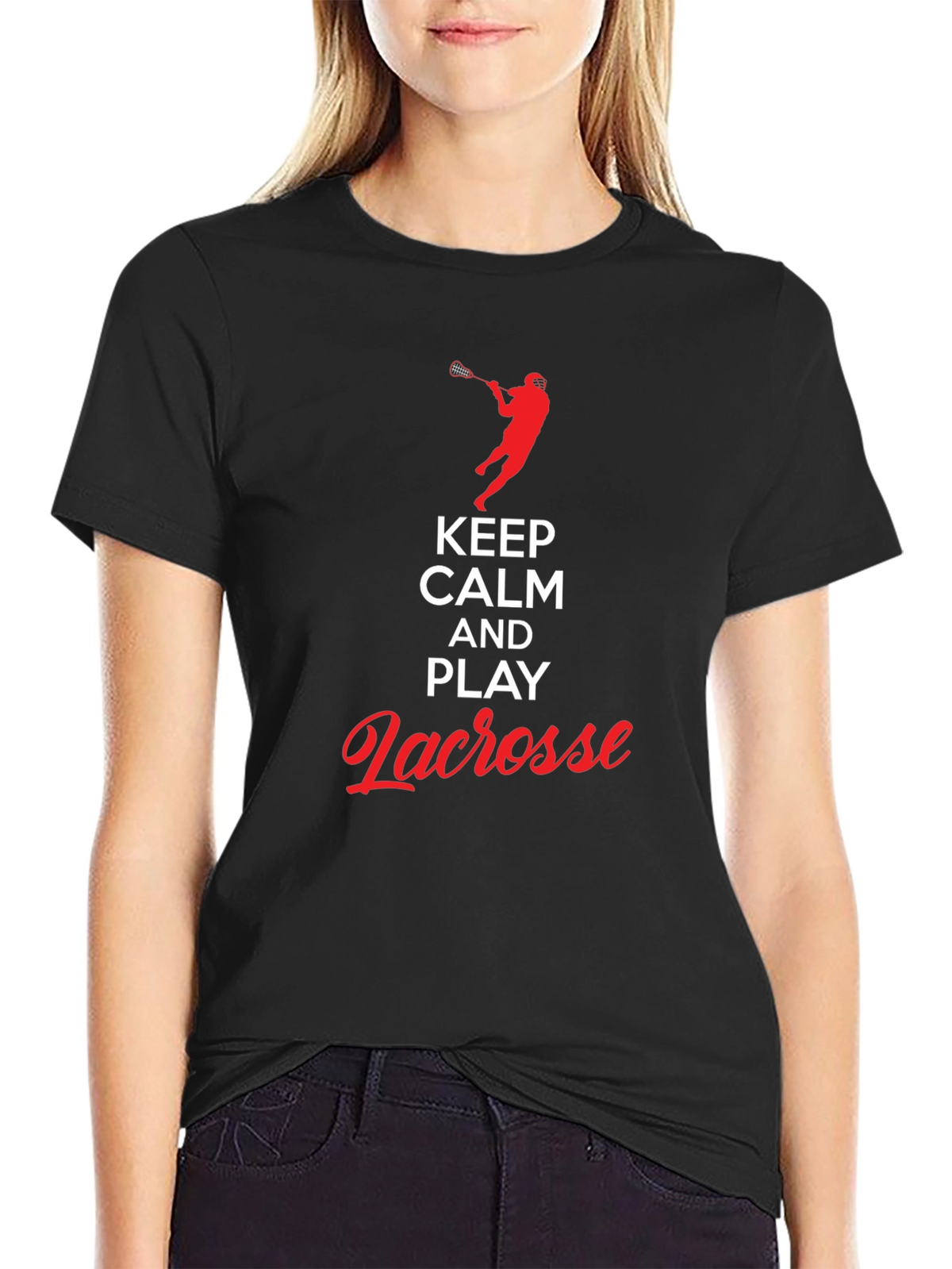 Keep Calm and Play Lacrosse Black T-Shirt