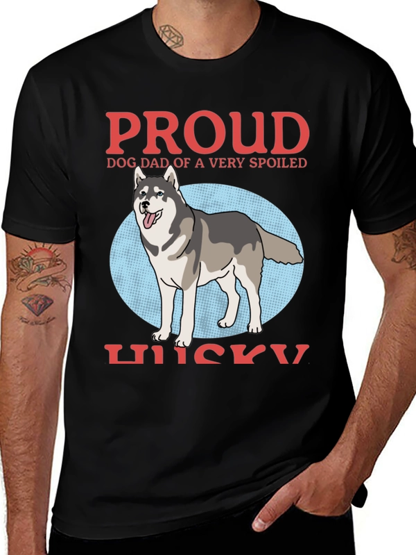 Proud Dog Dad Husky T-Shirt - Spoiled Dog Design