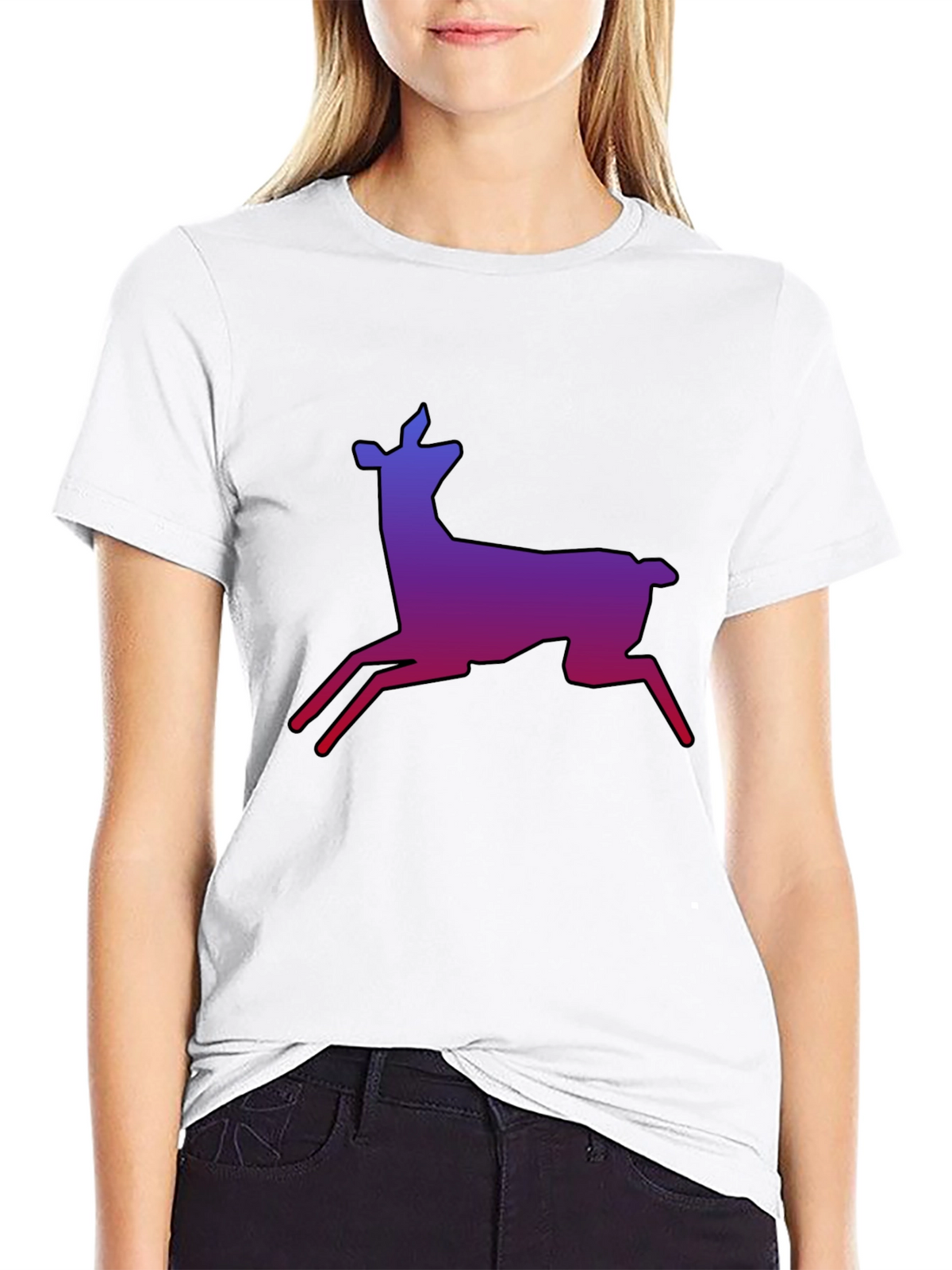 Gradient Deer Graphic Tee - Stylish Black T-Shirt