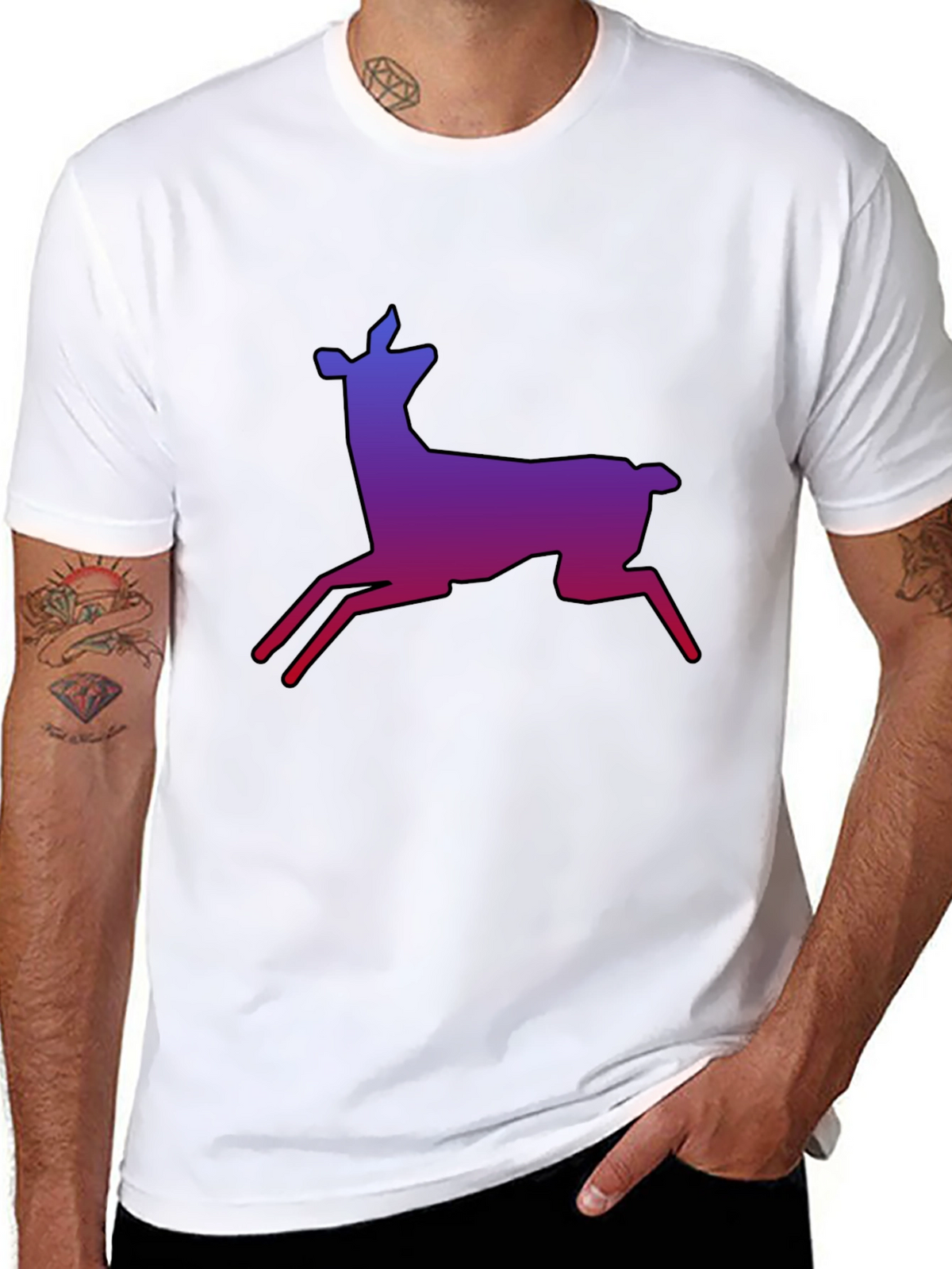 Gradient Deer Graphic Tee - Stylish Black T-Shirt