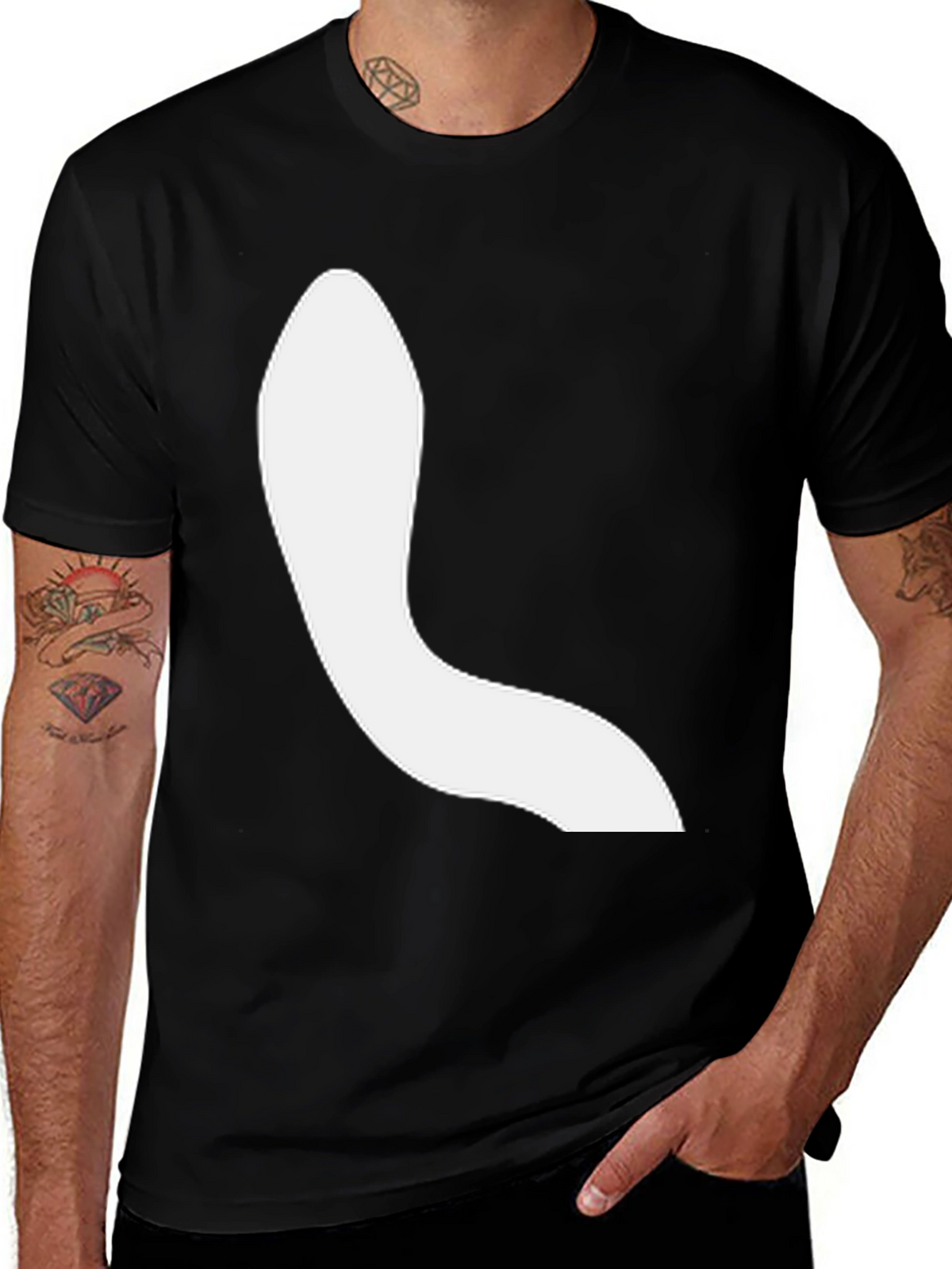 Modern Black Tee with Abstract White Design