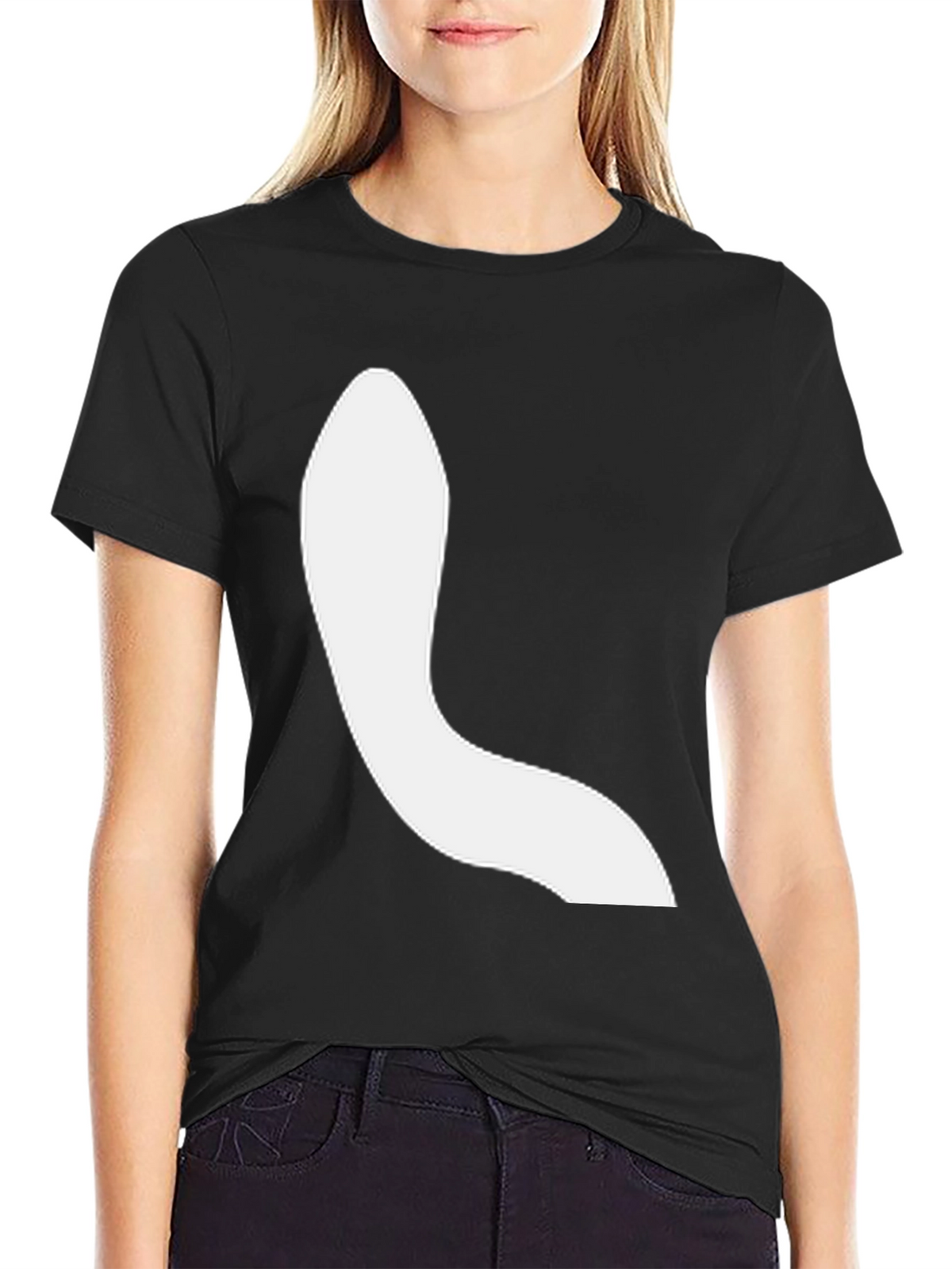 Modern Black Tee with Abstract White Design