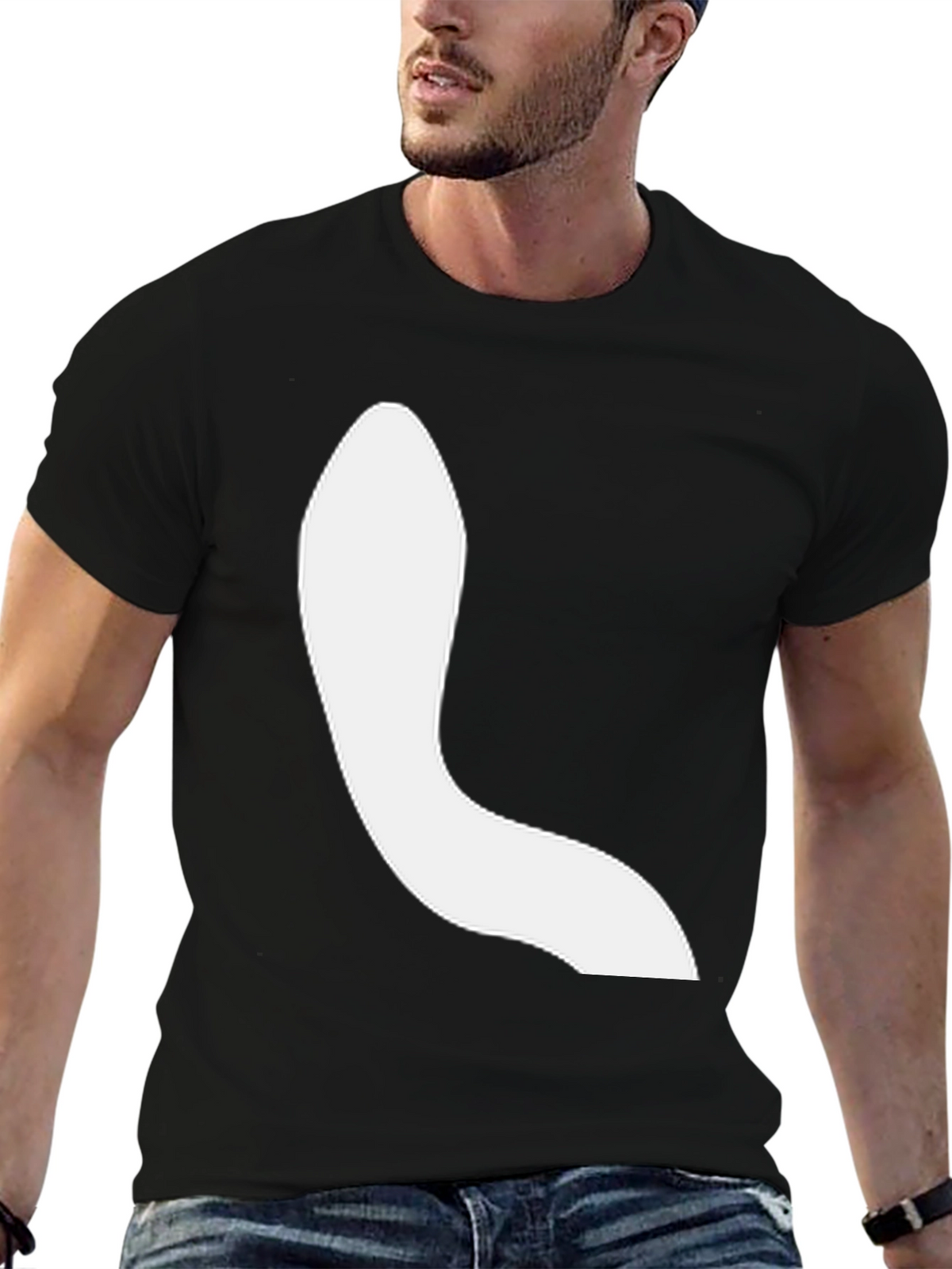 Modern Black Tee with Abstract White Design