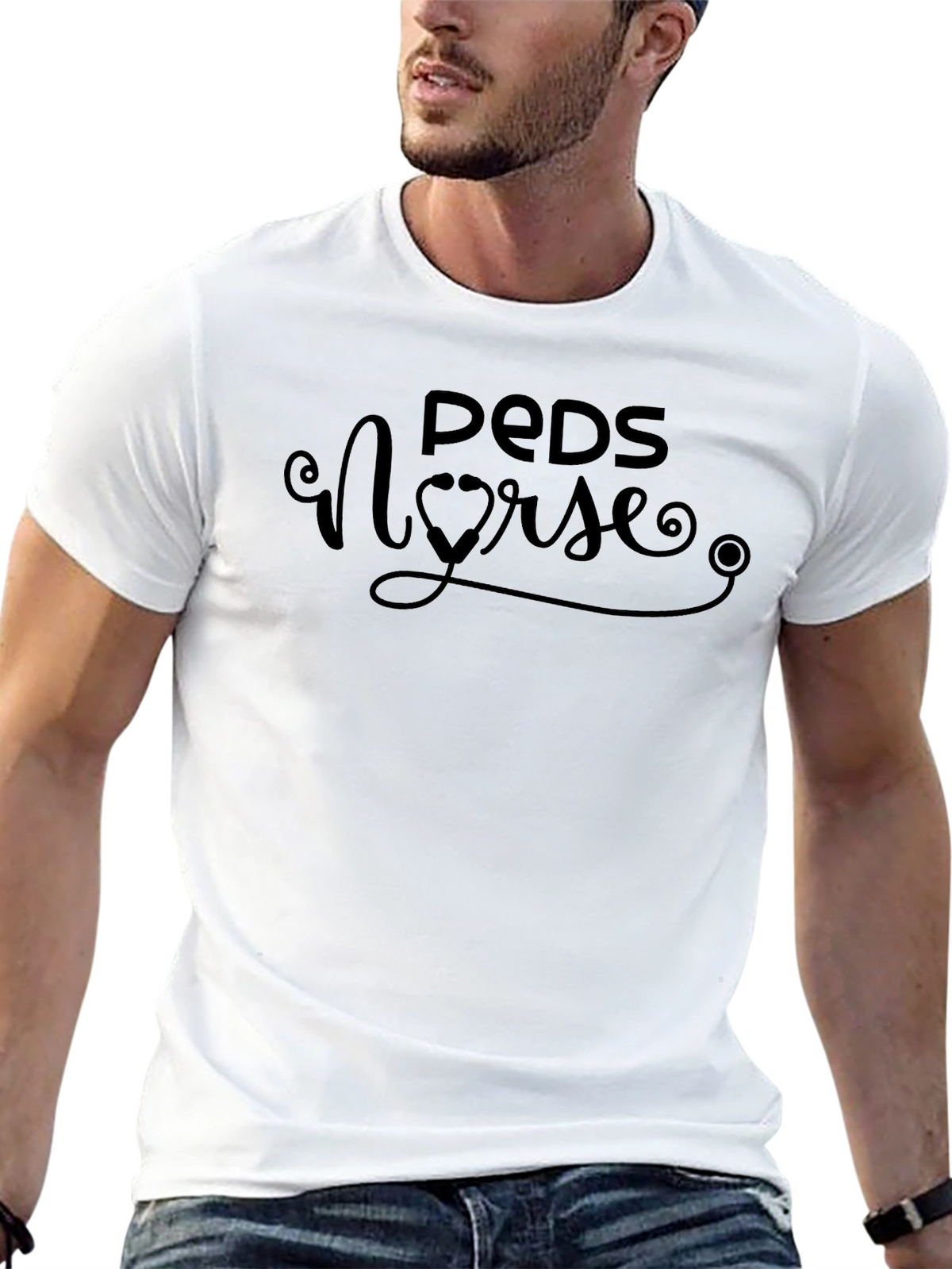 PEDS Nurse Stethoscope Heart T-Shirt