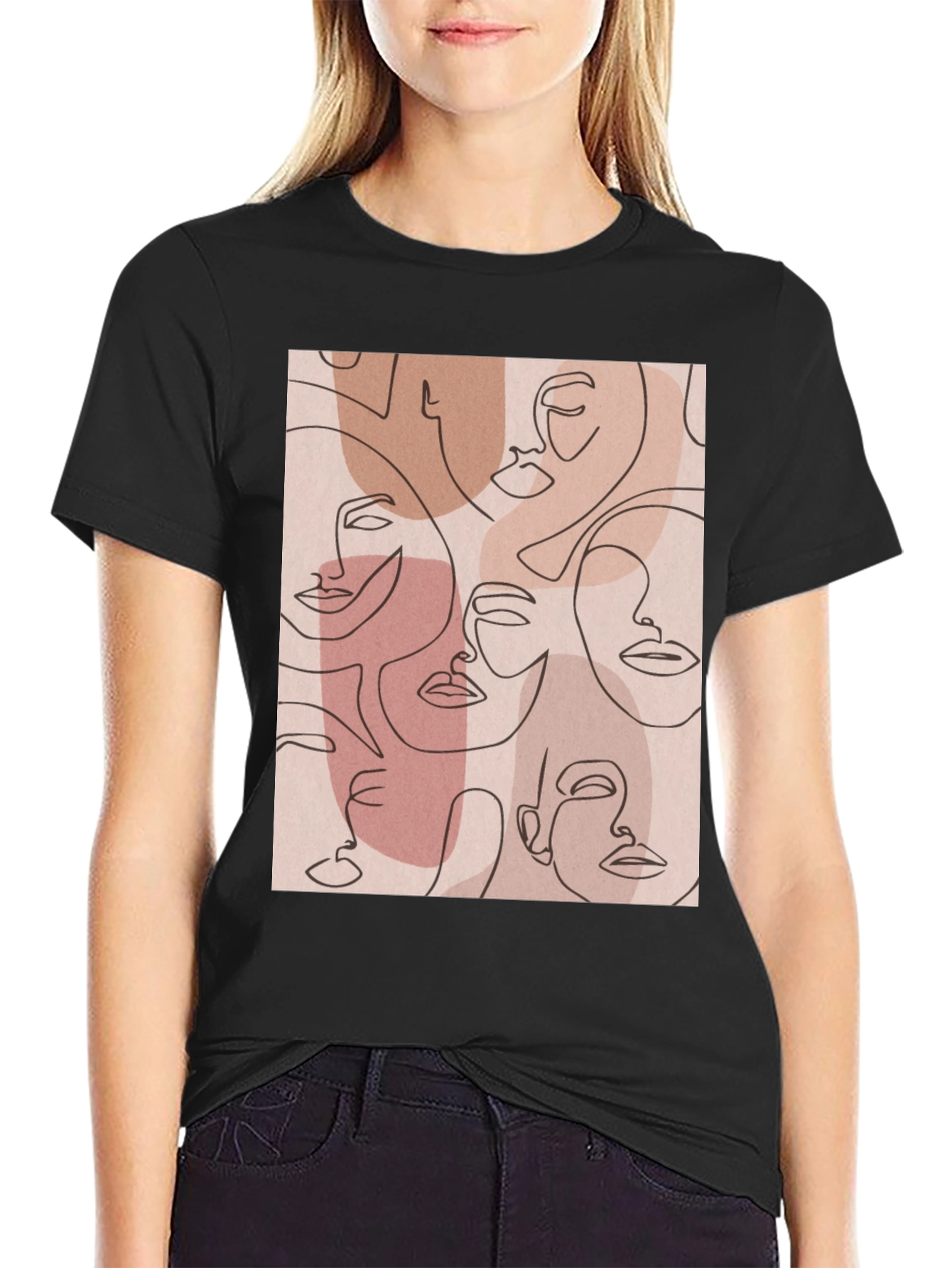 Abstract Faces Graphic Tee - Modern Art Shirt