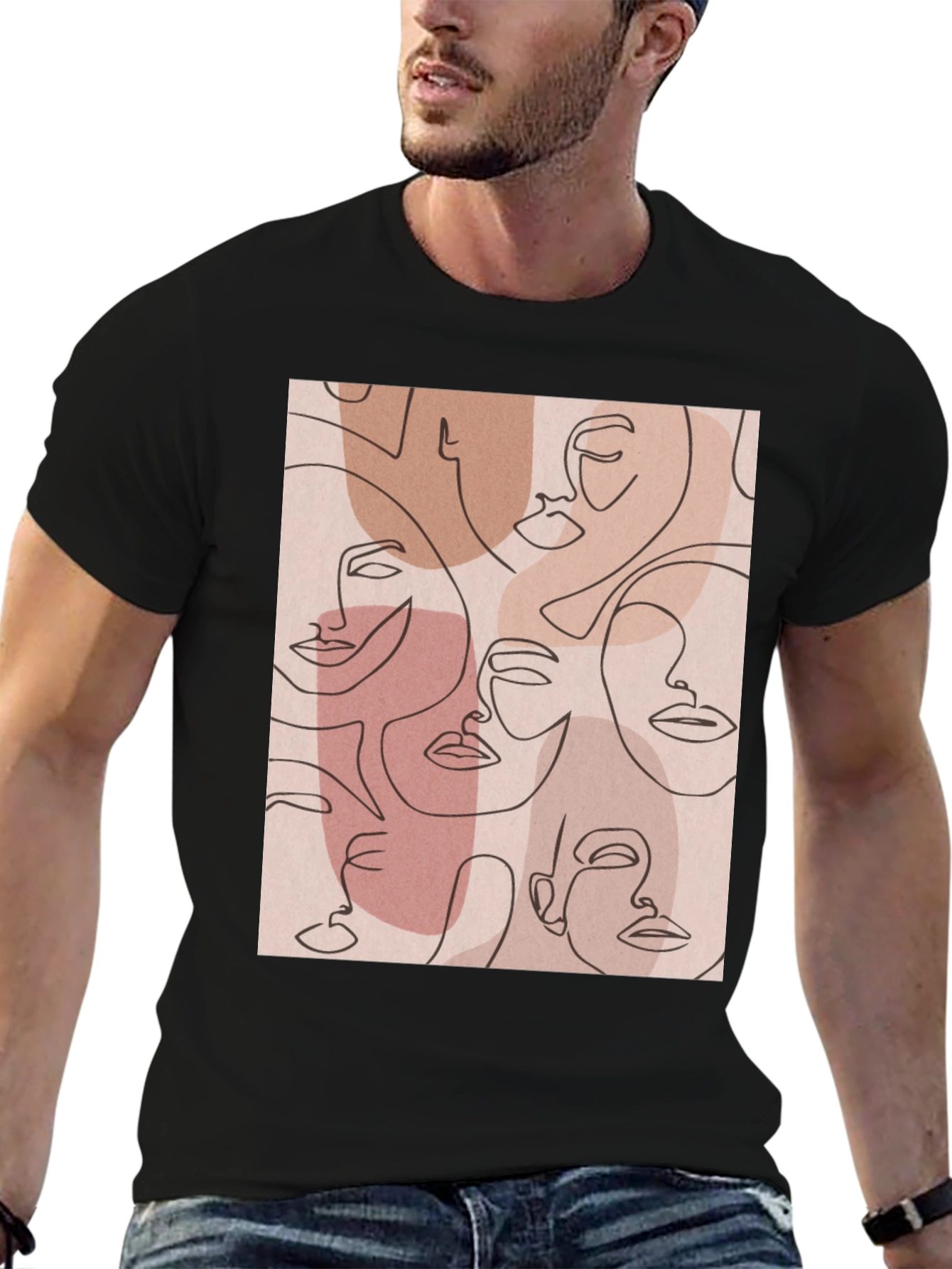 Abstract Faces Graphic Tee - Modern Art Shirt