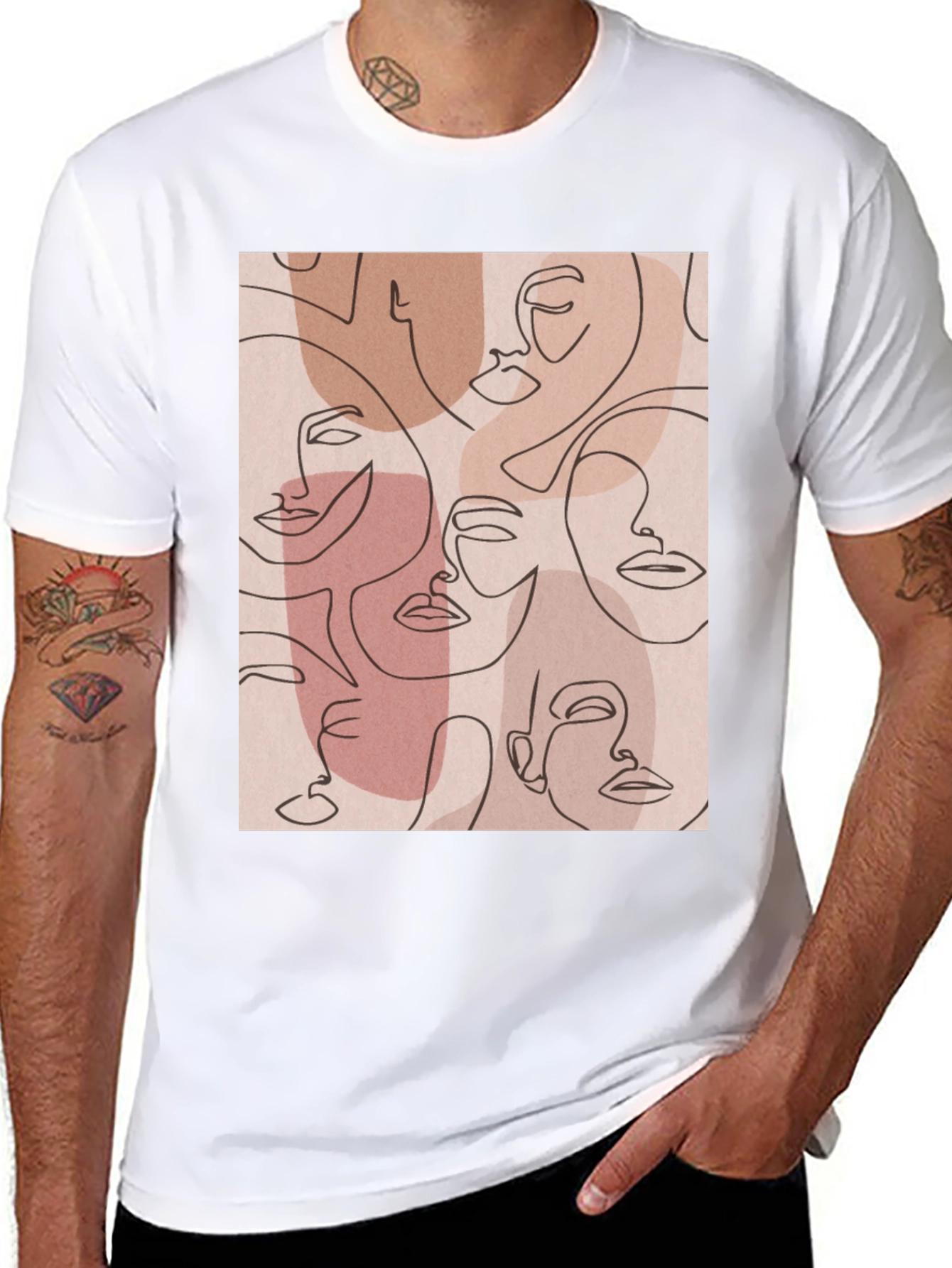 Abstract Faces Graphic Tee - Modern Art Shirt