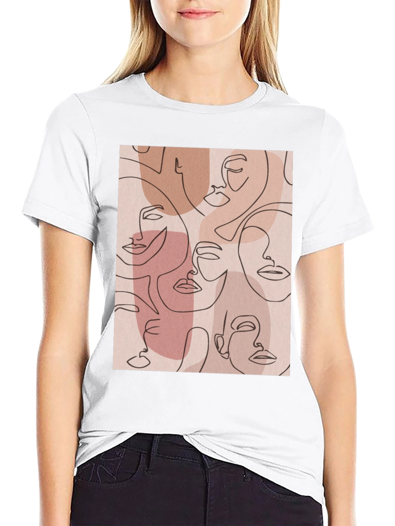 Abstract Faces Graphic Tee - Modern Art Shirt