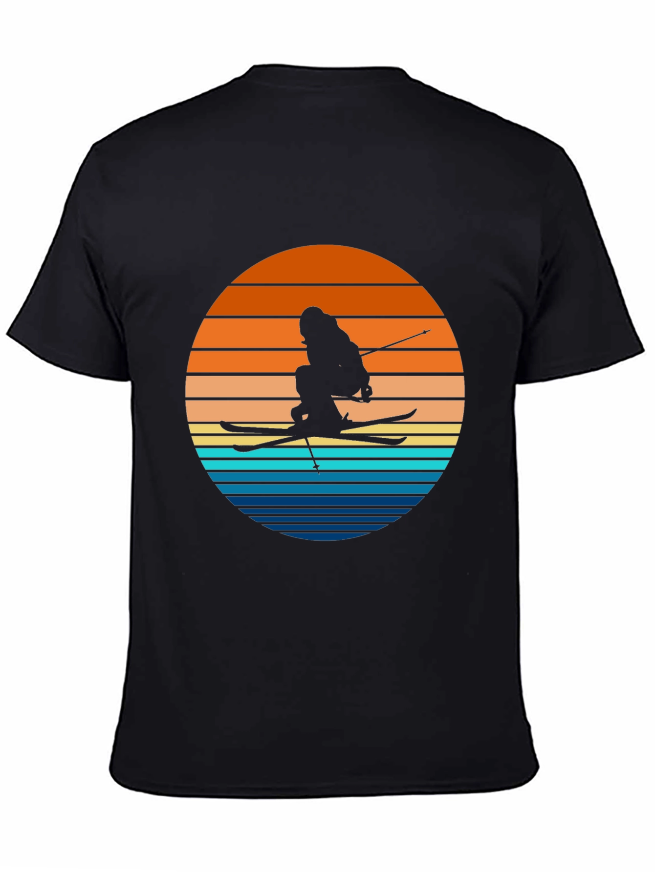 Retro Ski Sunset T-Shirt - Black Graphic Tee