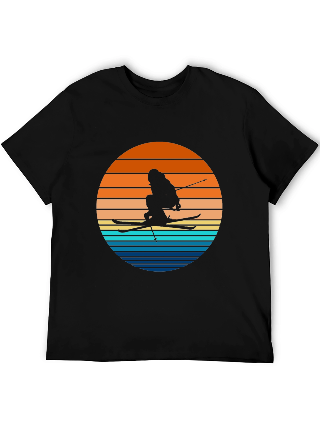 Retro Ski Sunset T-Shirt - Black Graphic Tee