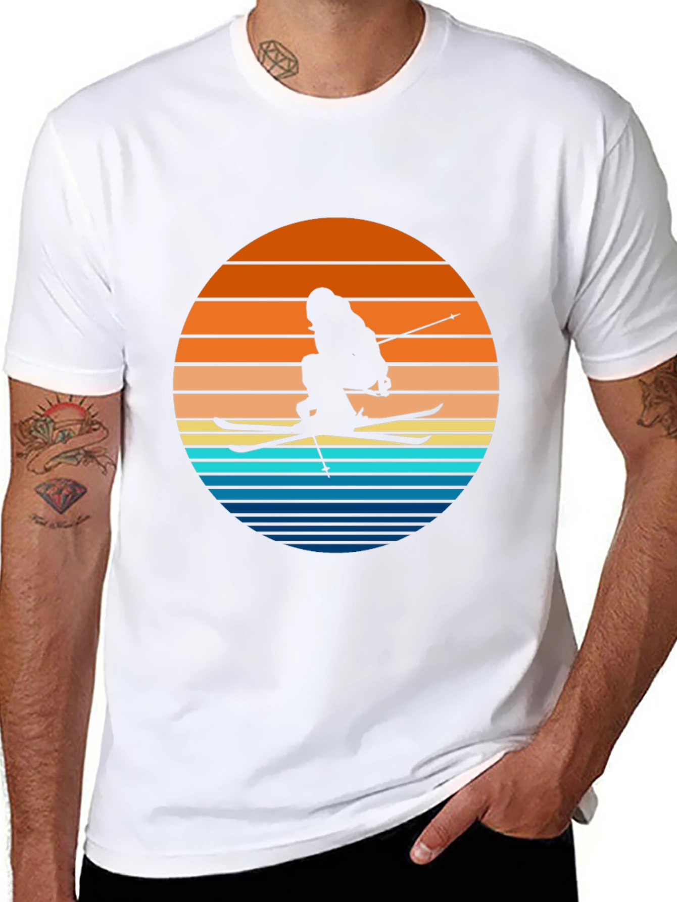Retro Ski Sunset T-Shirt - Black Graphic Tee