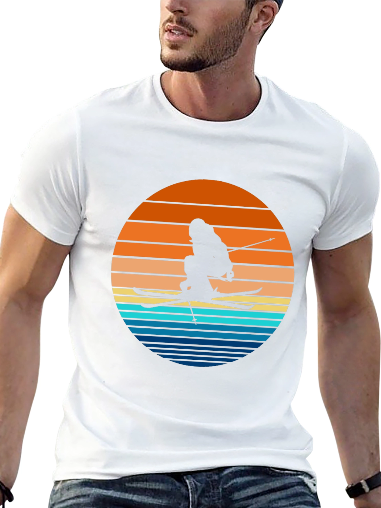 Retro Ski Sunset T-Shirt - Black Graphic Tee