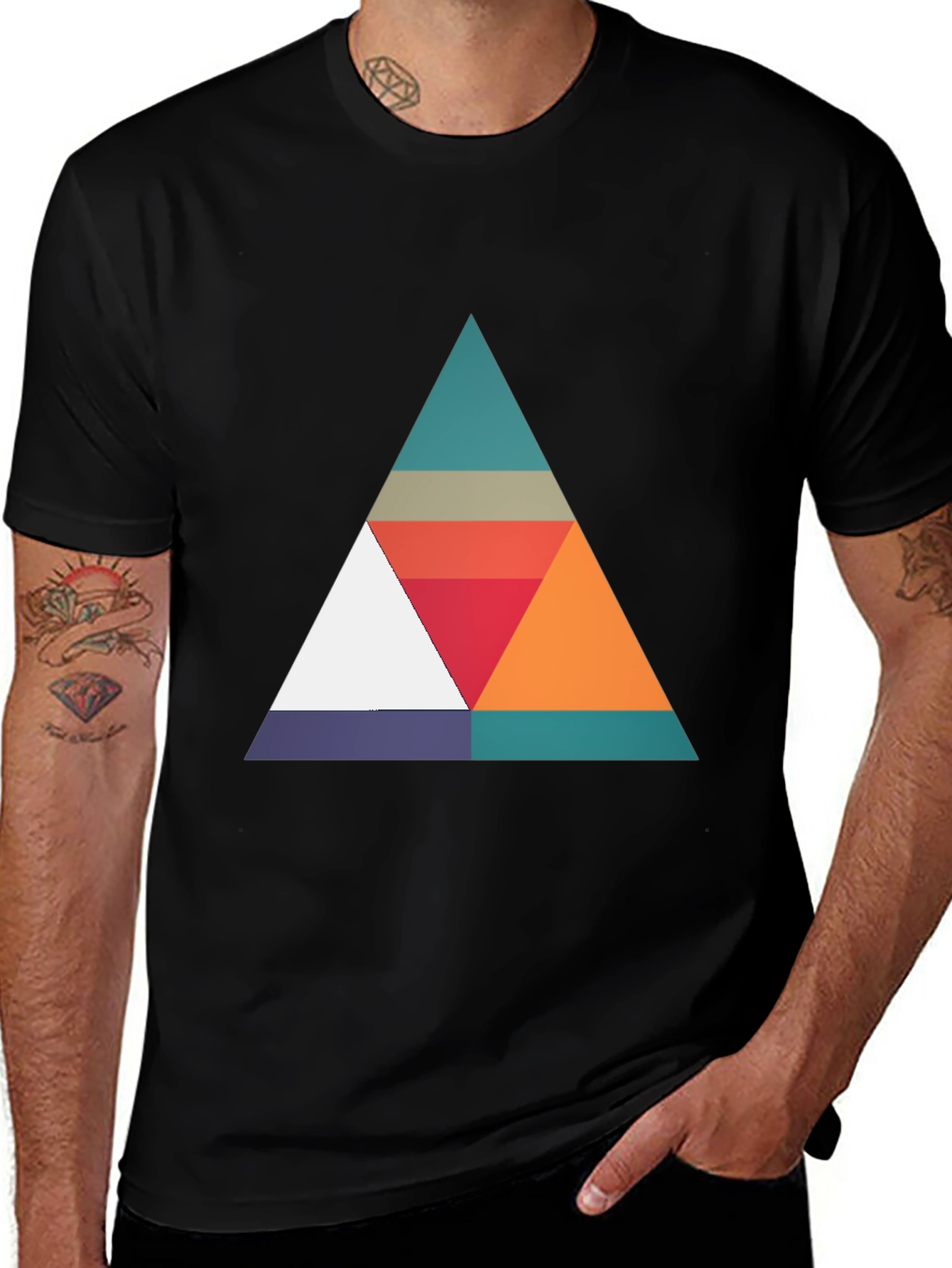 Geometric Triangle Graphic Tee - Modern Casual Style