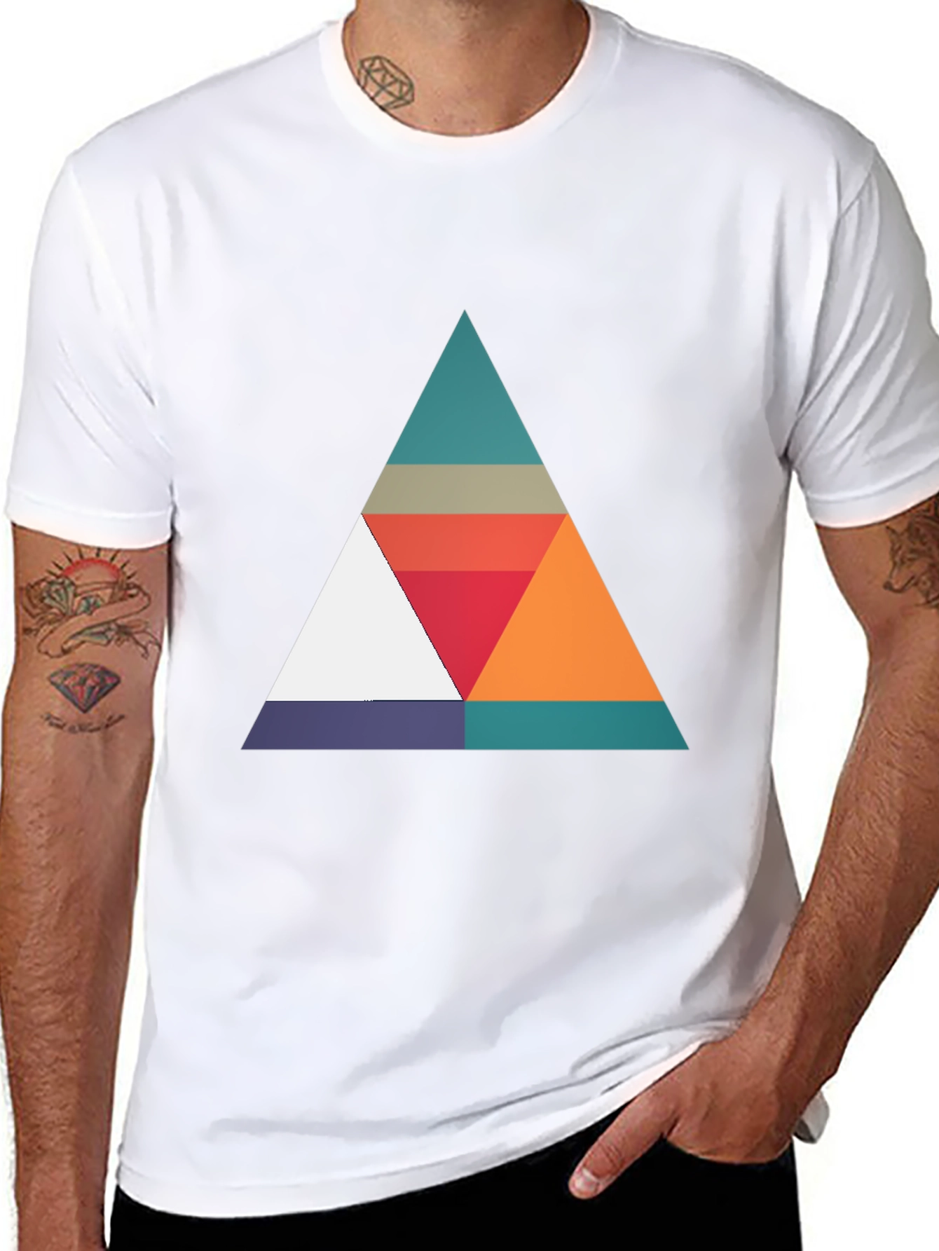 Geometric Triangle Graphic Tee - Modern Casual Style