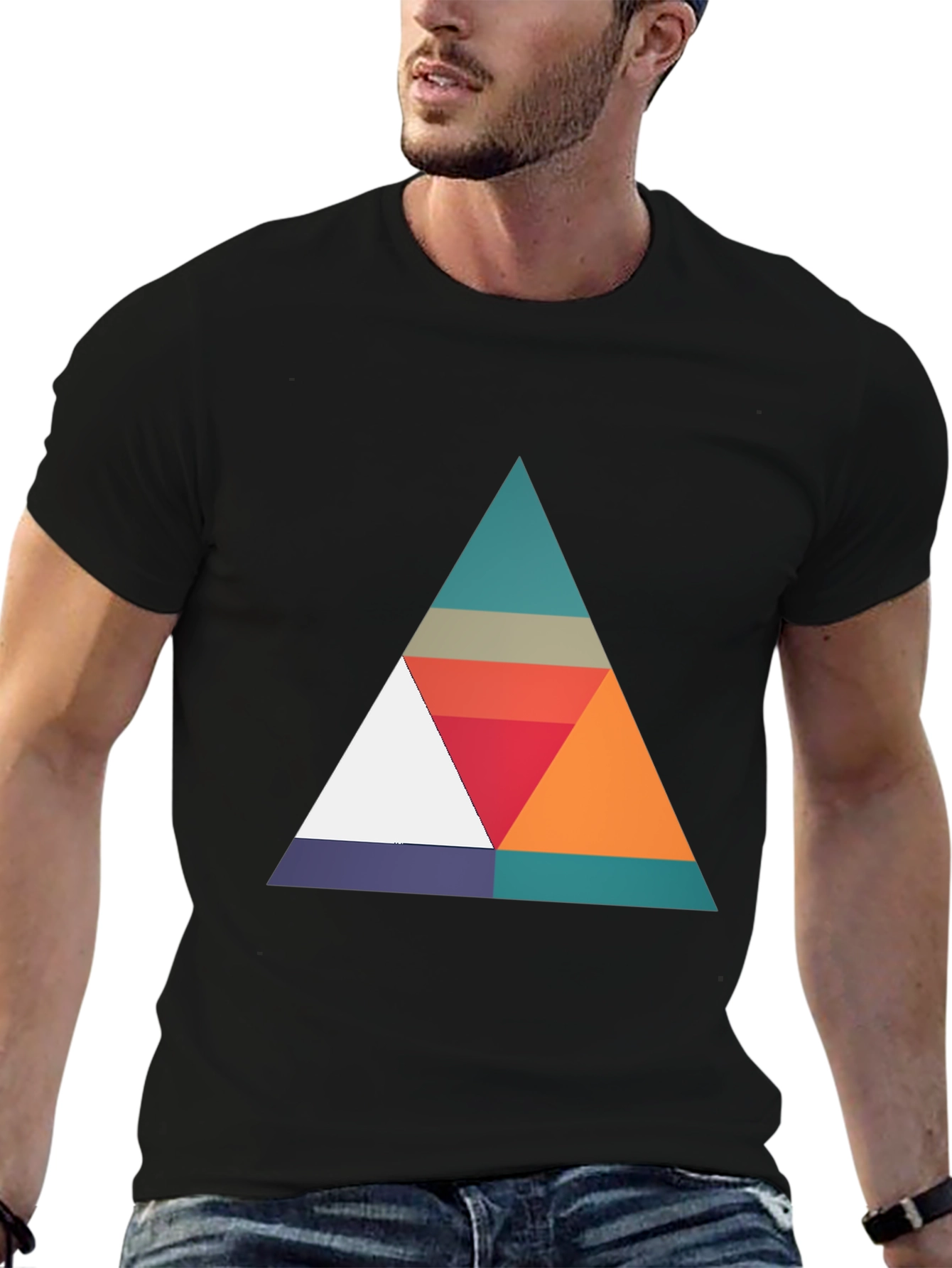 Geometric Triangle Graphic Tee - Modern Casual Style
