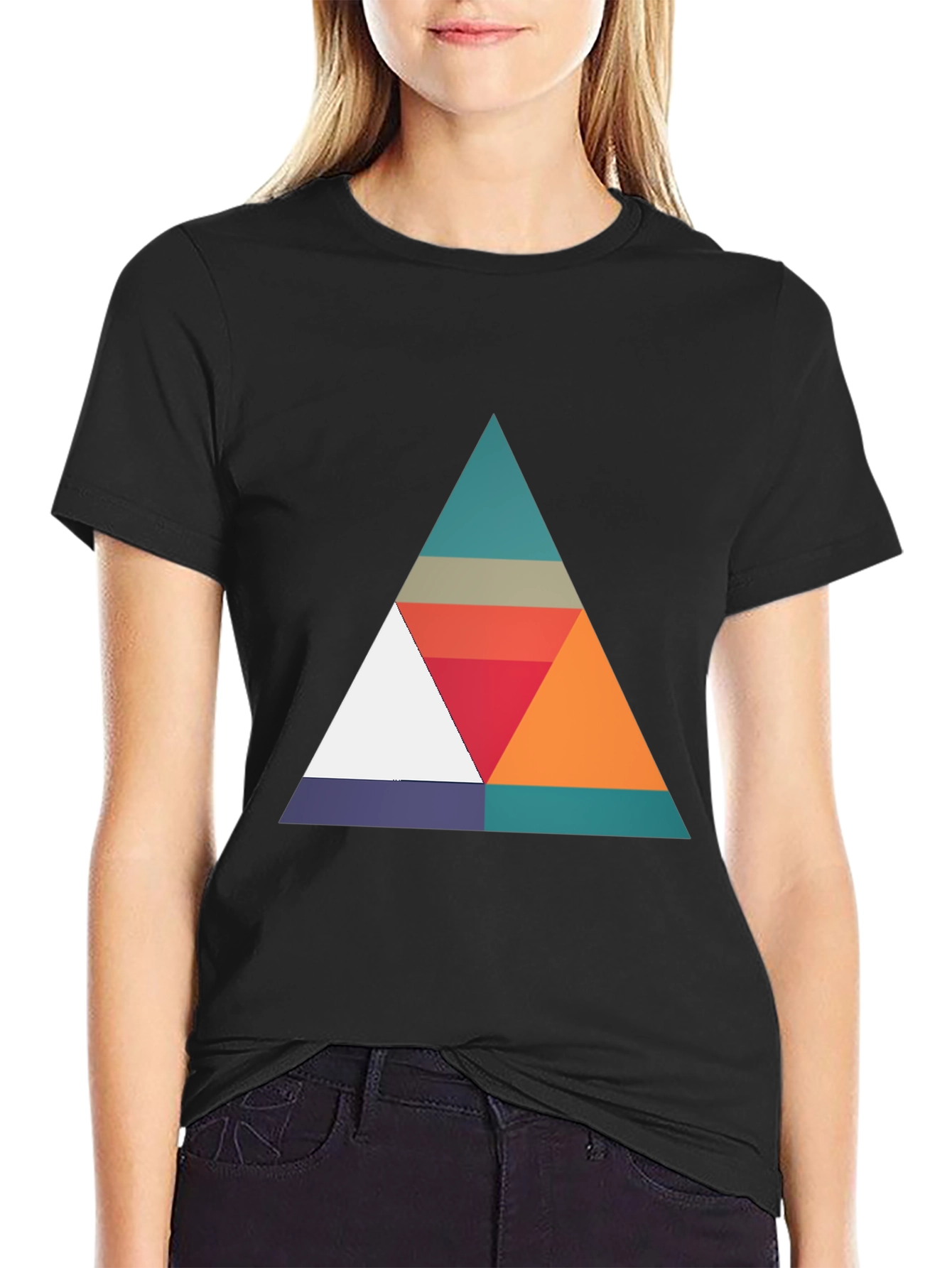 Geometric Triangle Graphic Tee - Modern Casual Style