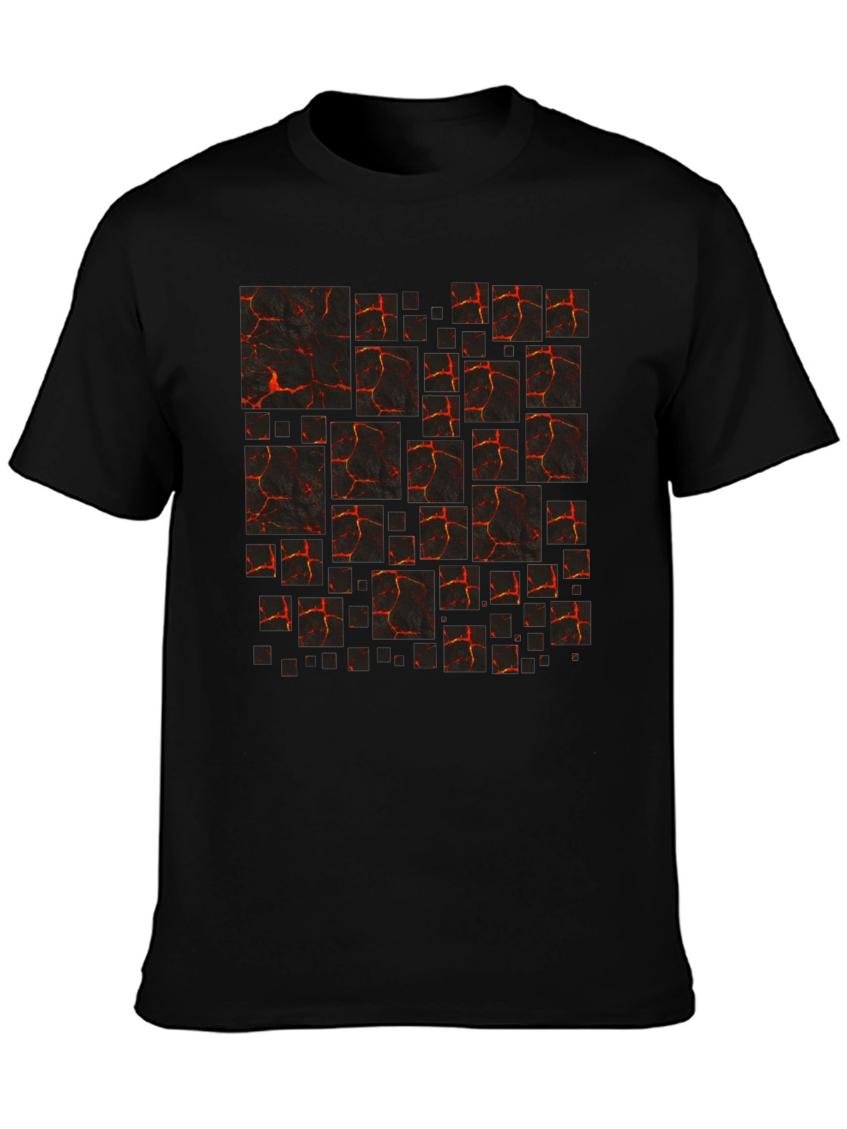 Lava Block Print Mens Black T-Shirt