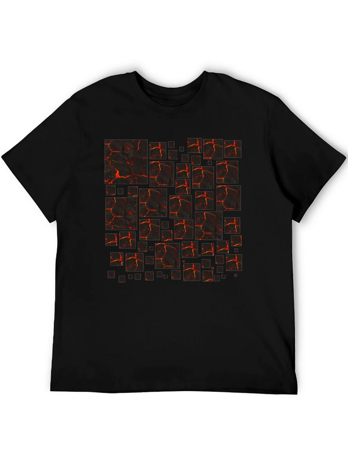 Lava Block Print Mens Black T-Shirt