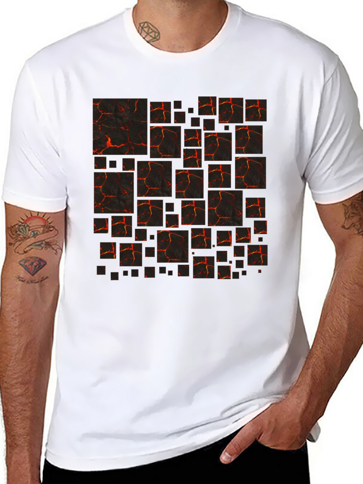 Lava Block Print Mens Black T-Shirt