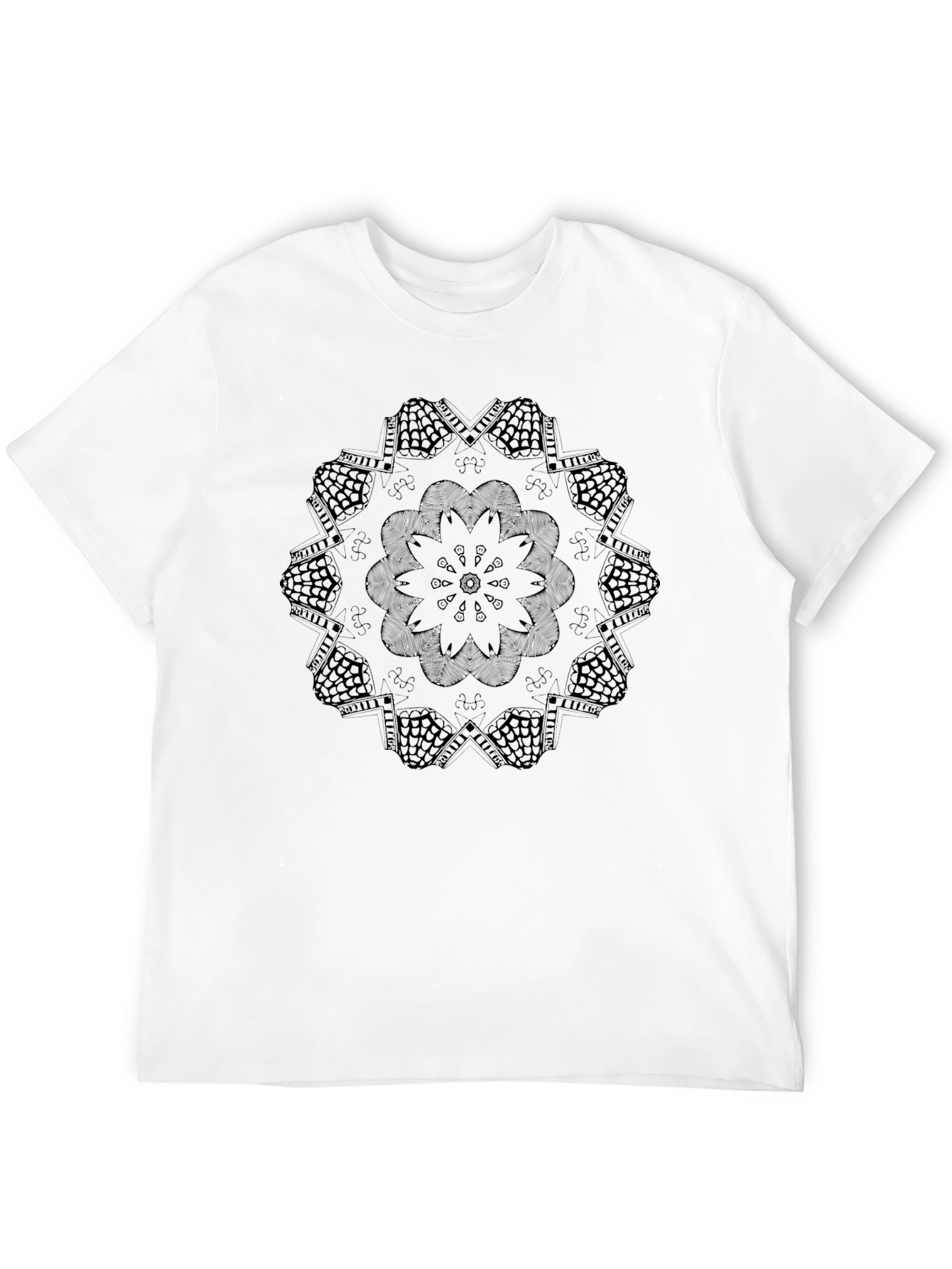 Black Mandala Graphic Crew Neck T-Shirt