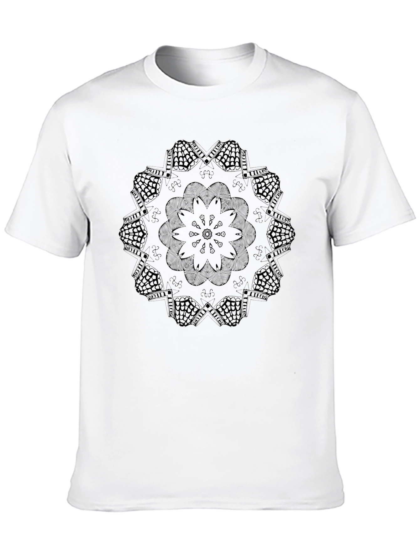 Black Mandala Graphic Crew Neck T-Shirt