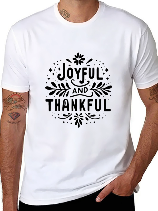 Joyful & Thankful Graphic Tee - Black Cotton