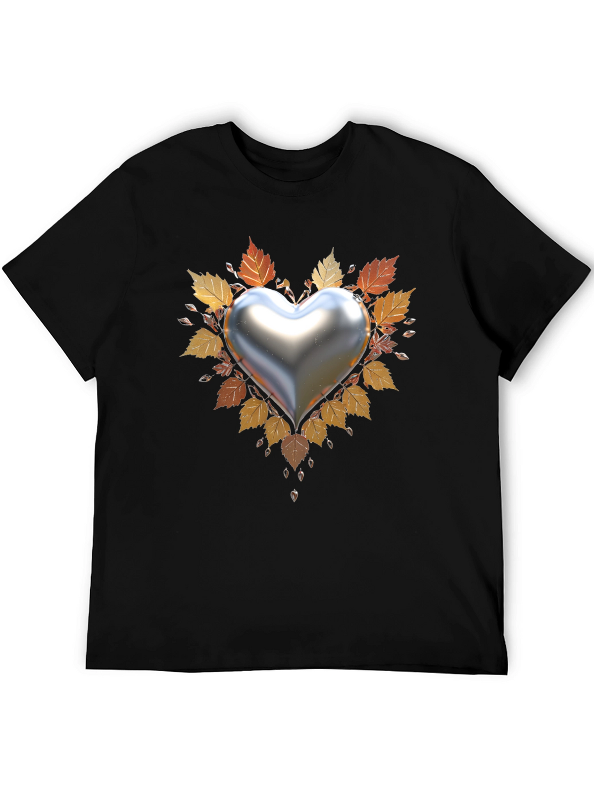 Heart & Autumn Leaves Graphic T-Shirt