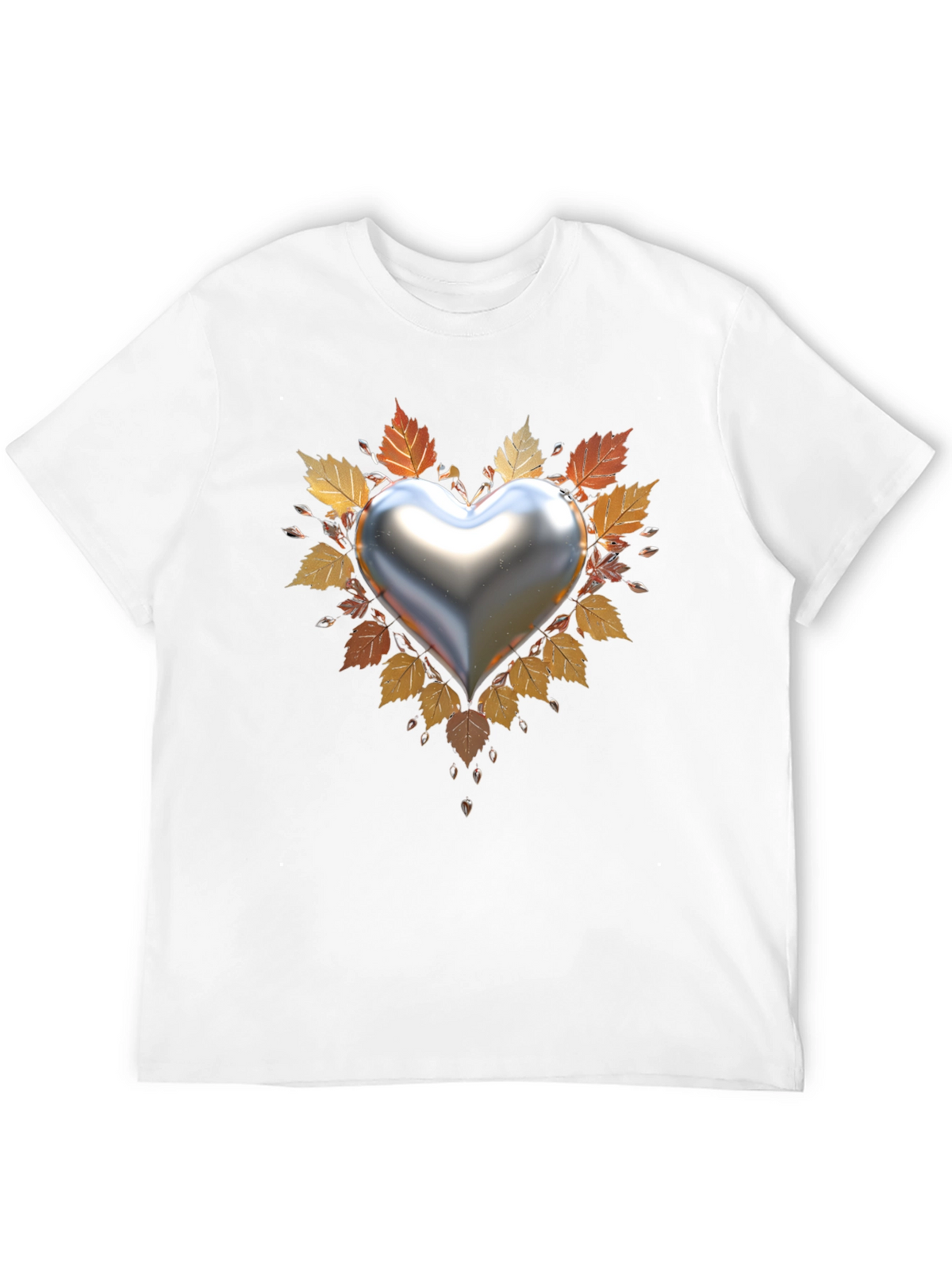 Heart & Autumn Leaves Graphic T-Shirt