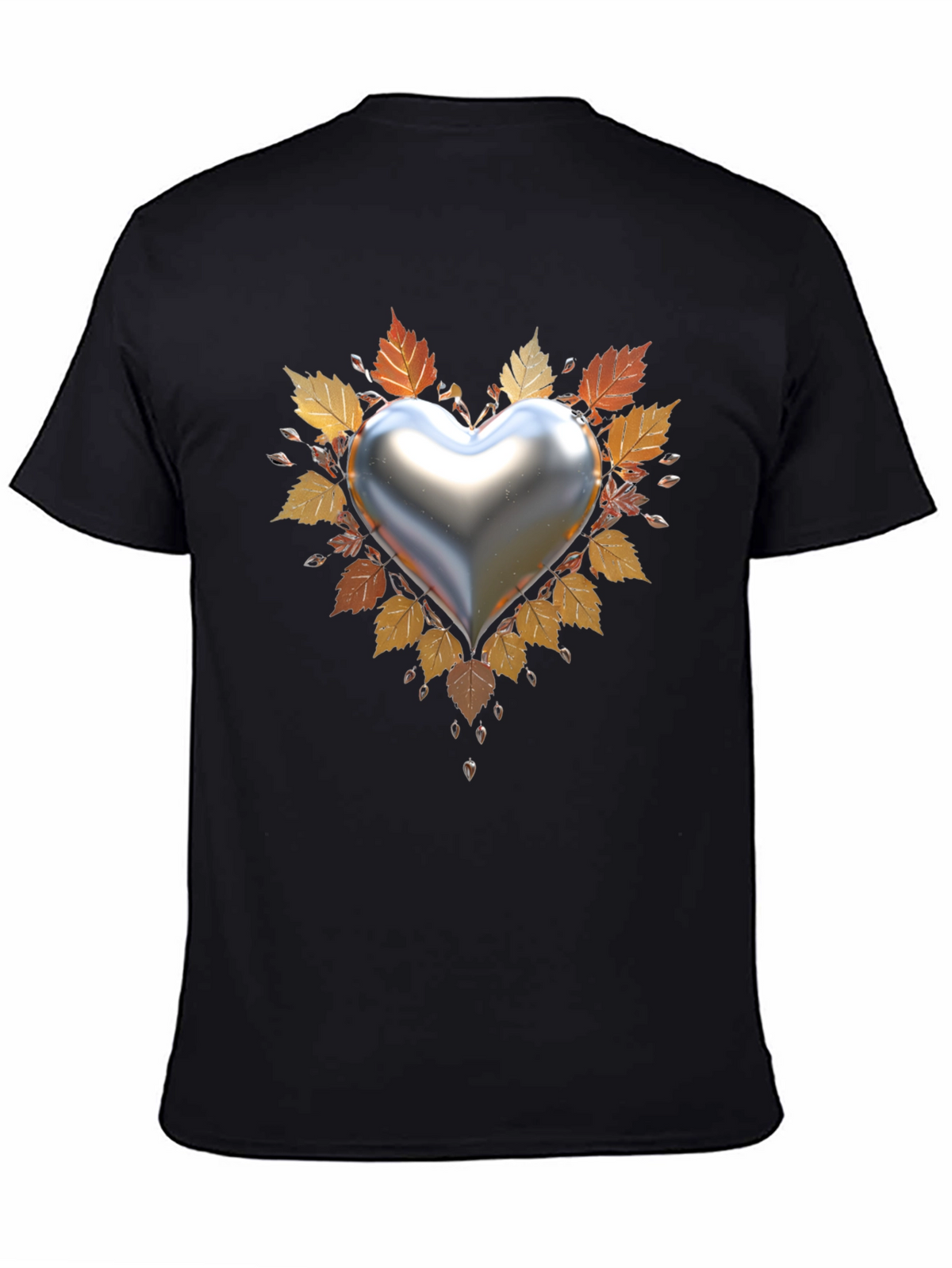 Heart & Autumn Leaves Graphic T-Shirt