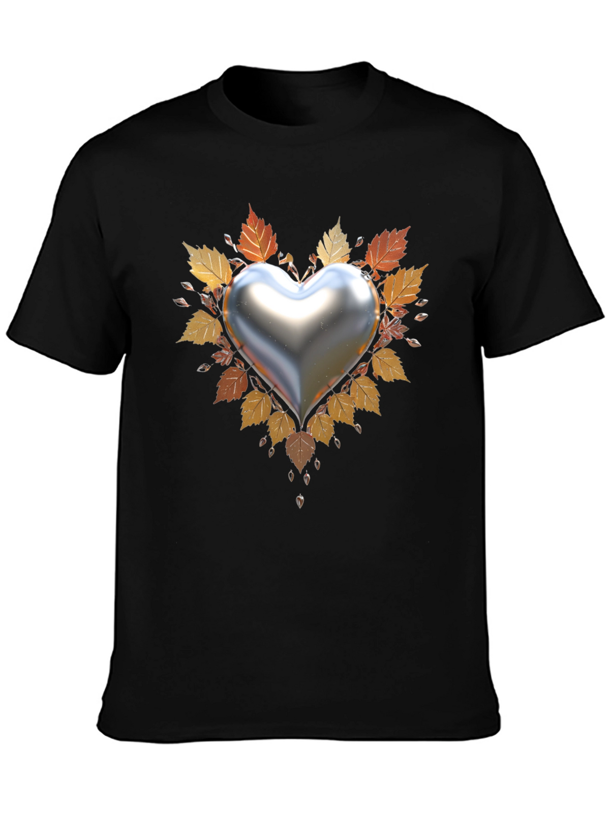 Heart & Autumn Leaves Graphic T-Shirt