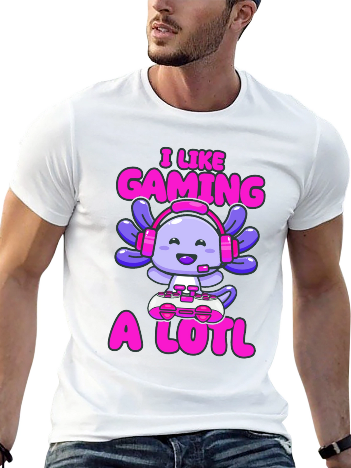 Gamer Axolotl T-Shirt - I Like Gaming A Lotl