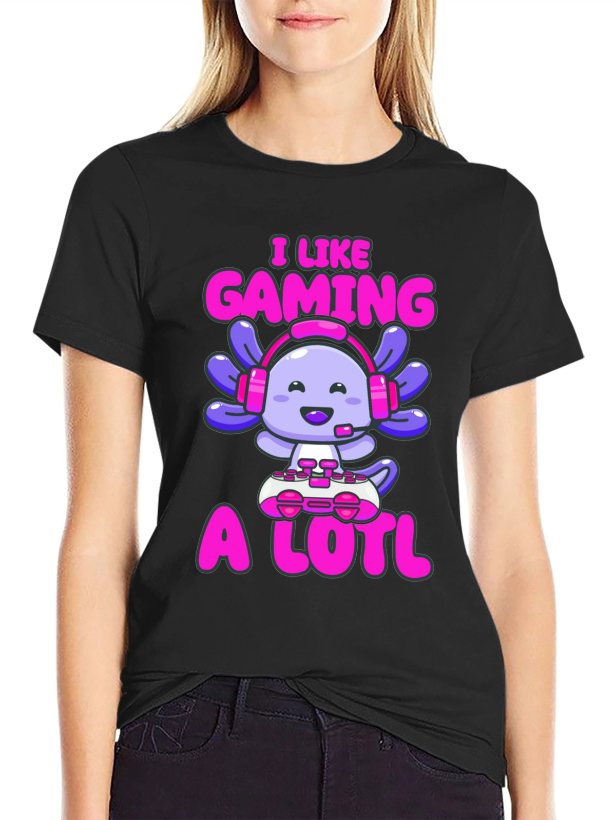 Gamer Axolotl T-Shirt - I Like Gaming A Lotl