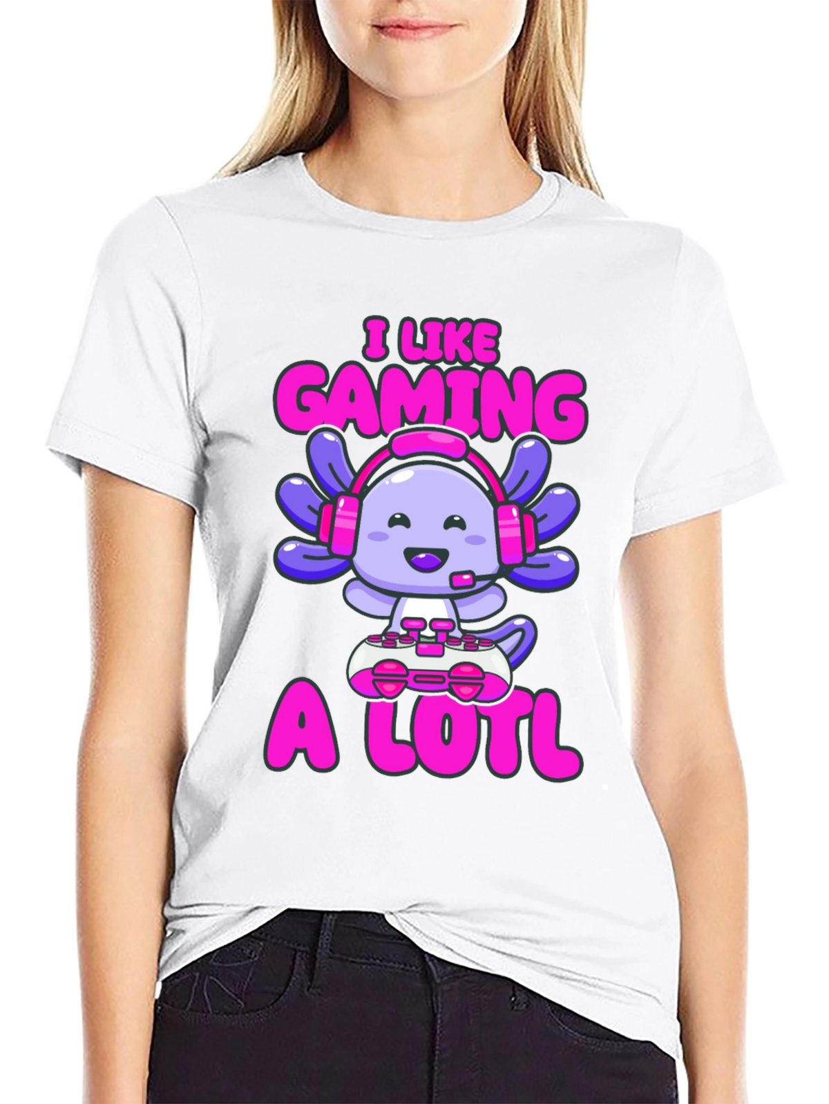 Gamer Axolotl T-Shirt - I Like Gaming A Lotl